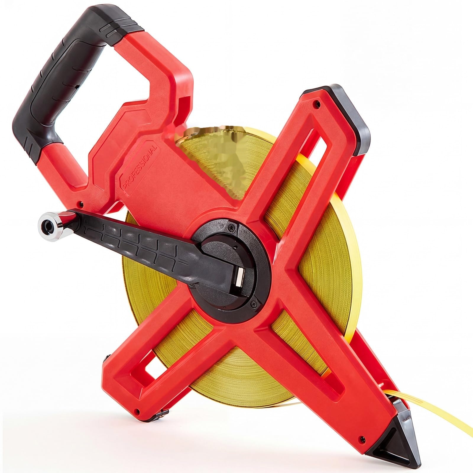 DYRCJ  328ft 100m Open Reel Long Tape Measure with Nylon Coated Steel Blade Dual Inch Metric Scales and Impact Resistant ABS Case for Construction