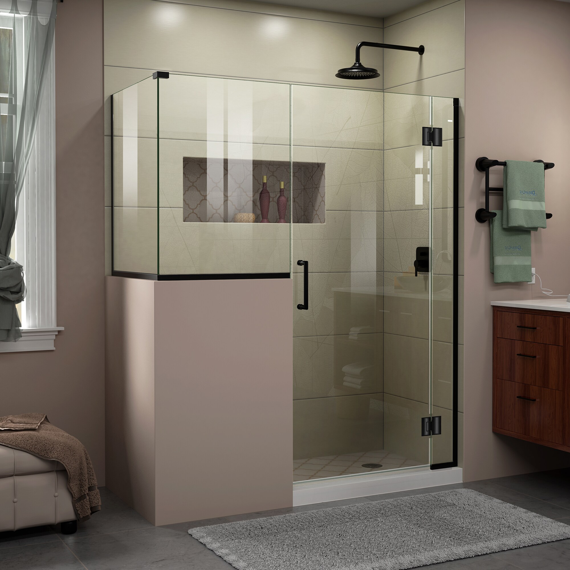 DreamLine Unidoor-X 58-in W x 72-in H Single Frameless Hinged Satin ...