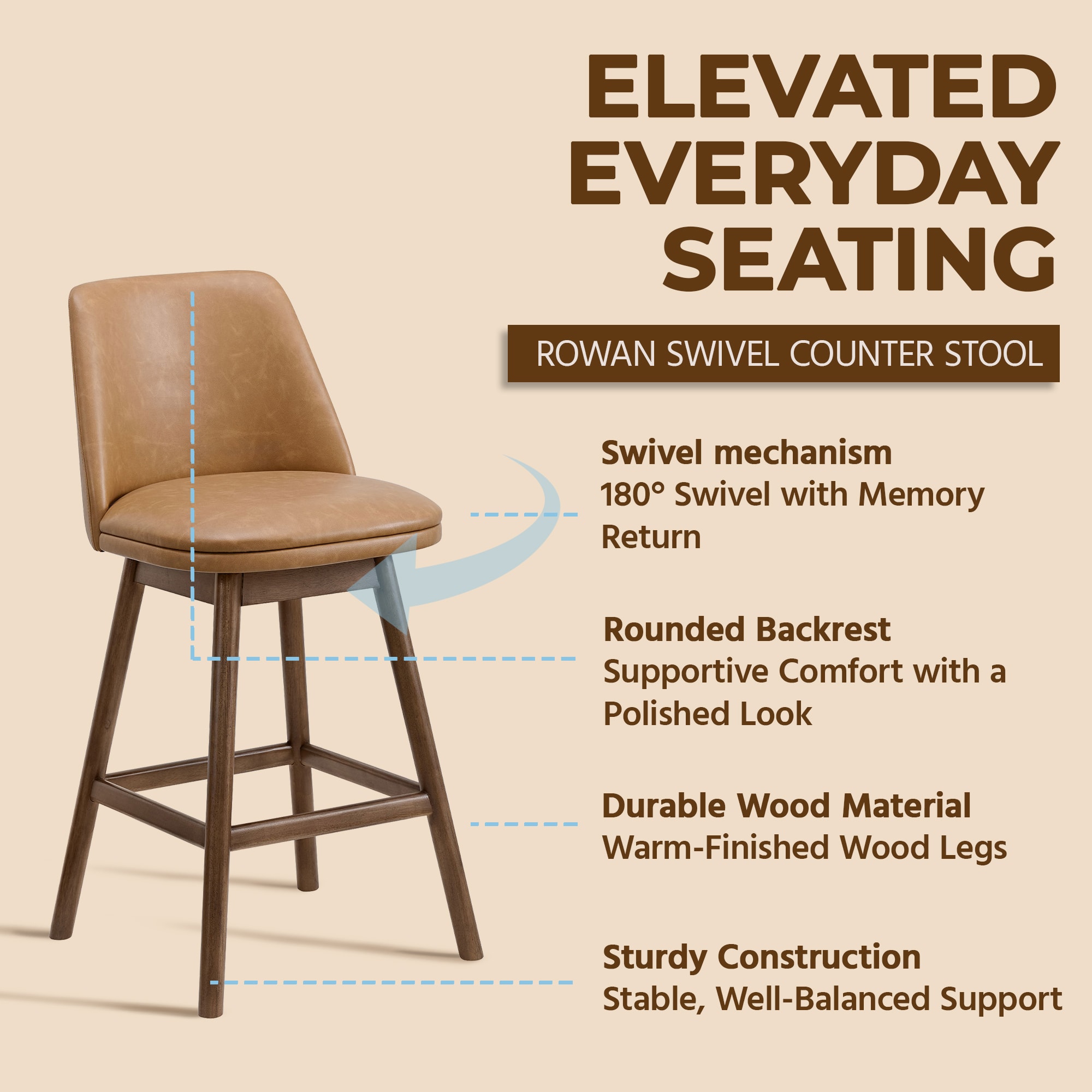 ROME + OAK 2 X RO-WAYNE-SWV-VL stools - View #6