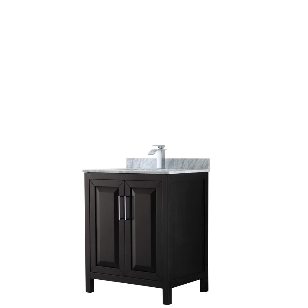 Wyndham Collection WCV252530SDECMUNSMXX Daria 30-in Dark Espresso Undermount Single sink Bathroom Vanity with White Carrara Marble Natural marble Top