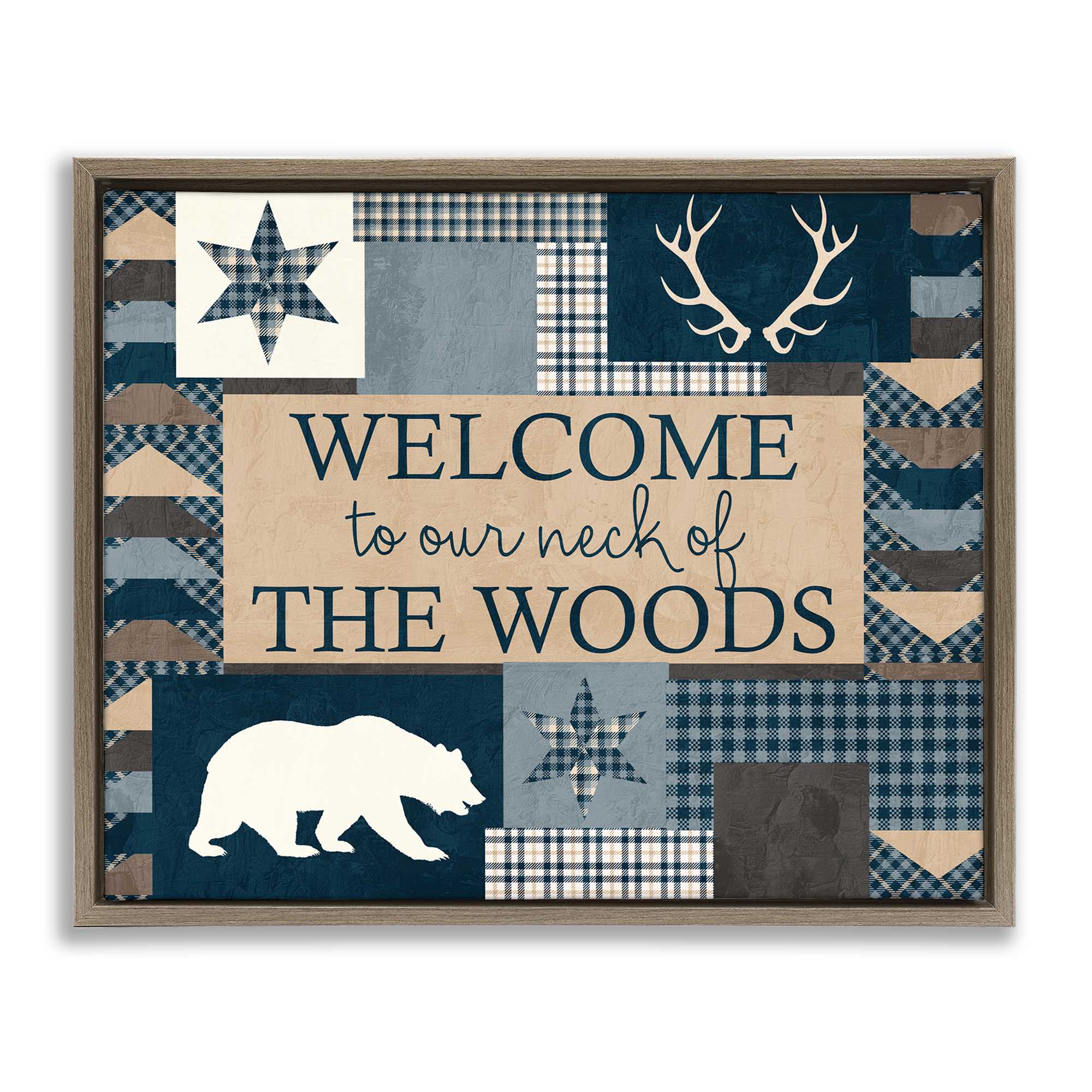 Stupell Industries BW-727-FFE-24X30 Our Neck of Woods Motif Brown Floating Frame Canvas Art 31 x 25