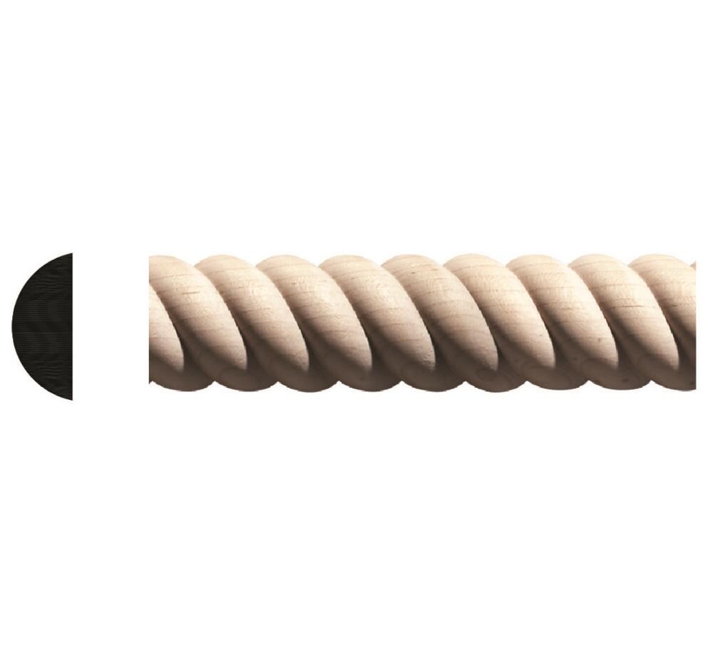 Ornamental Mouldings 1-1/16-in x 8-ft White hardwood Unfinished Wood Rope 2027/2 Chair rail Moulding