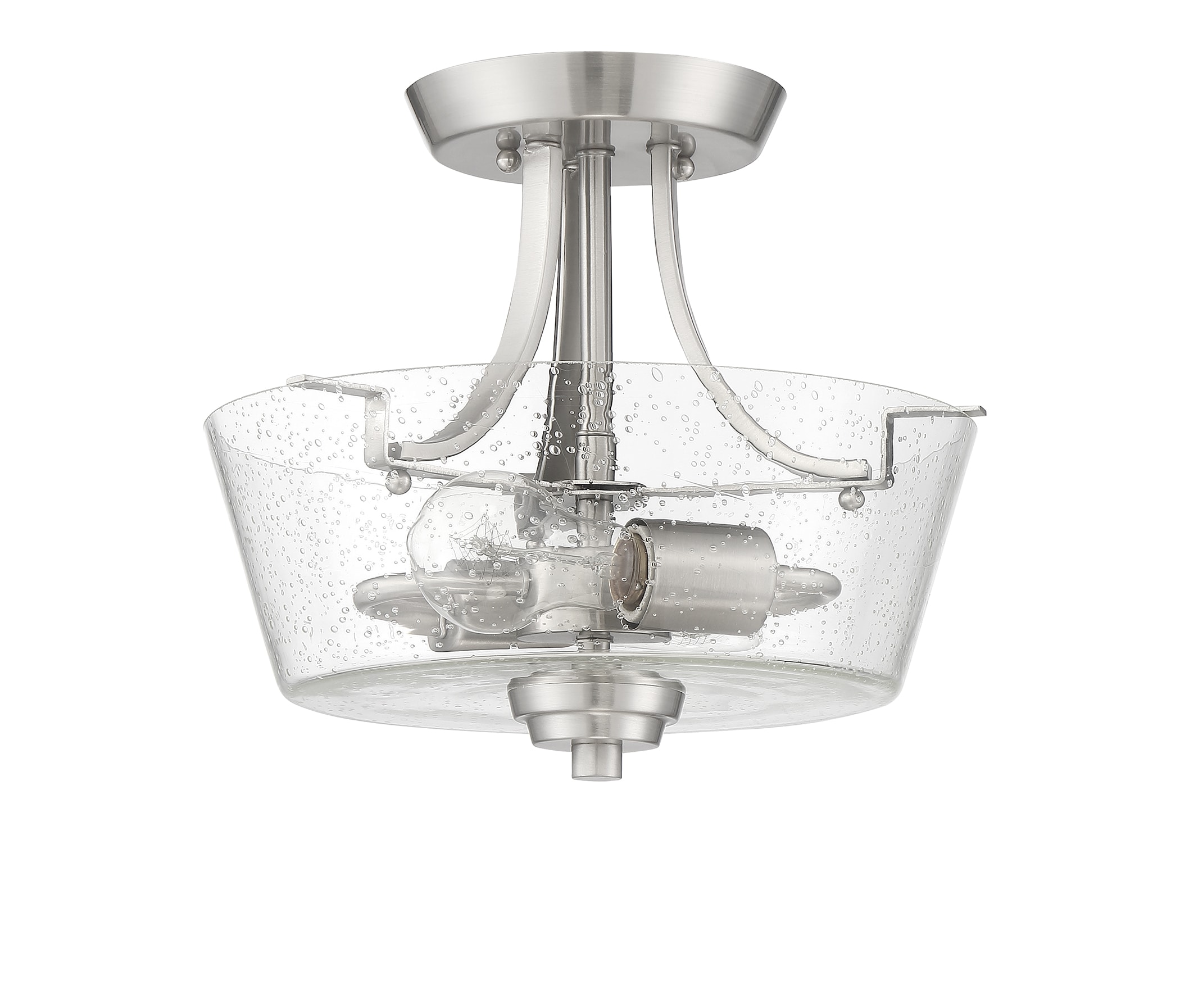 Craftmade 41952-BNK-CS Grace Brushed Nickel Transitional Clear glass Drum Medium Hanging Convertible pendant/Semi-flush