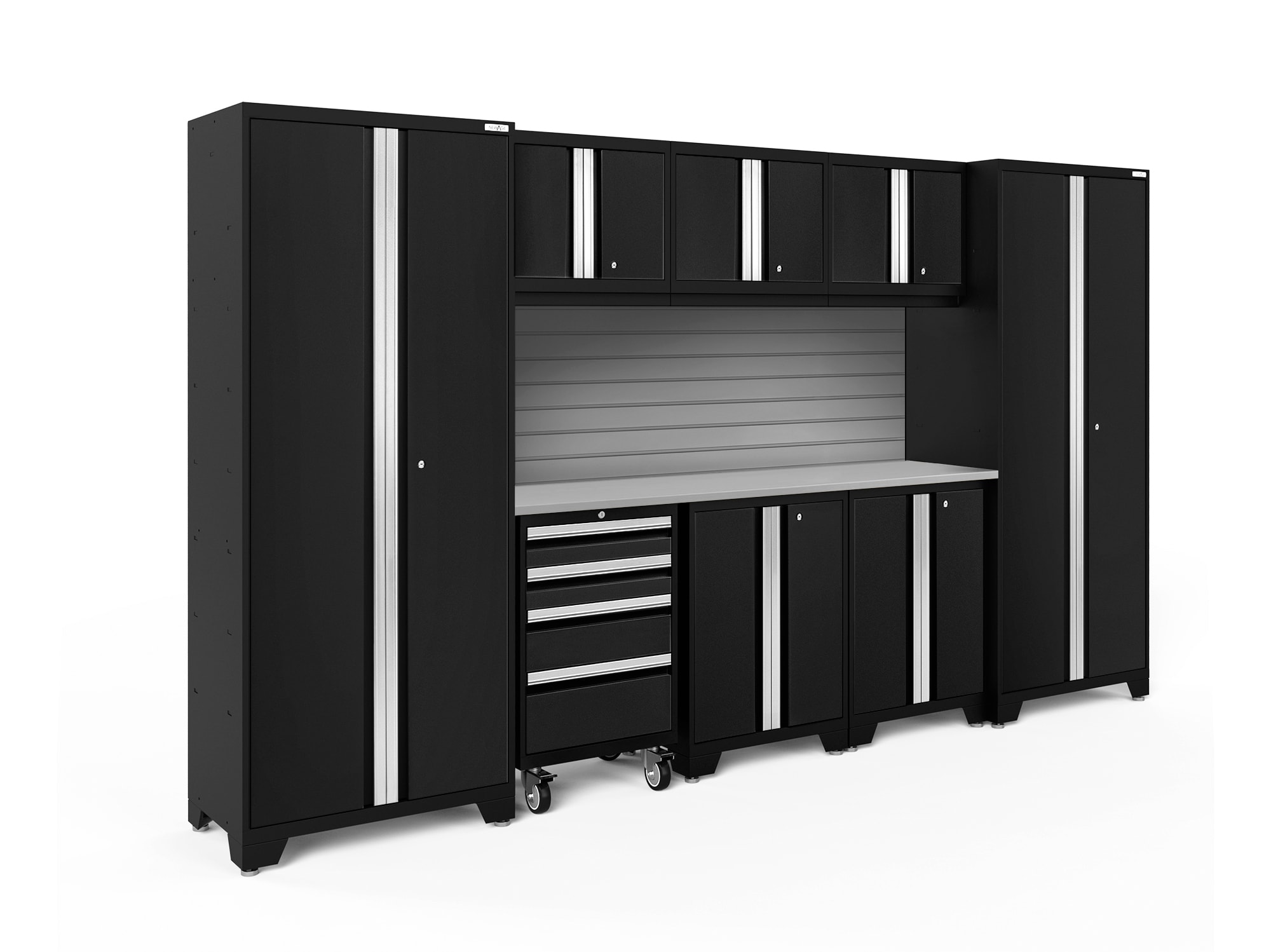 NewAge Products 63154 132-in W x 76.75-in H x 18-in D 8 -Cabinets Steel Black Garage Storage System