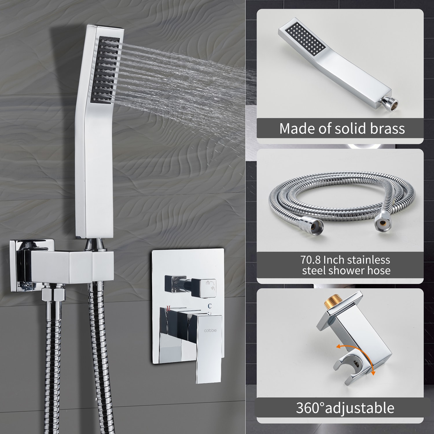 Cobbe SSF0312C Showerhead-Bar-Panels - View #3