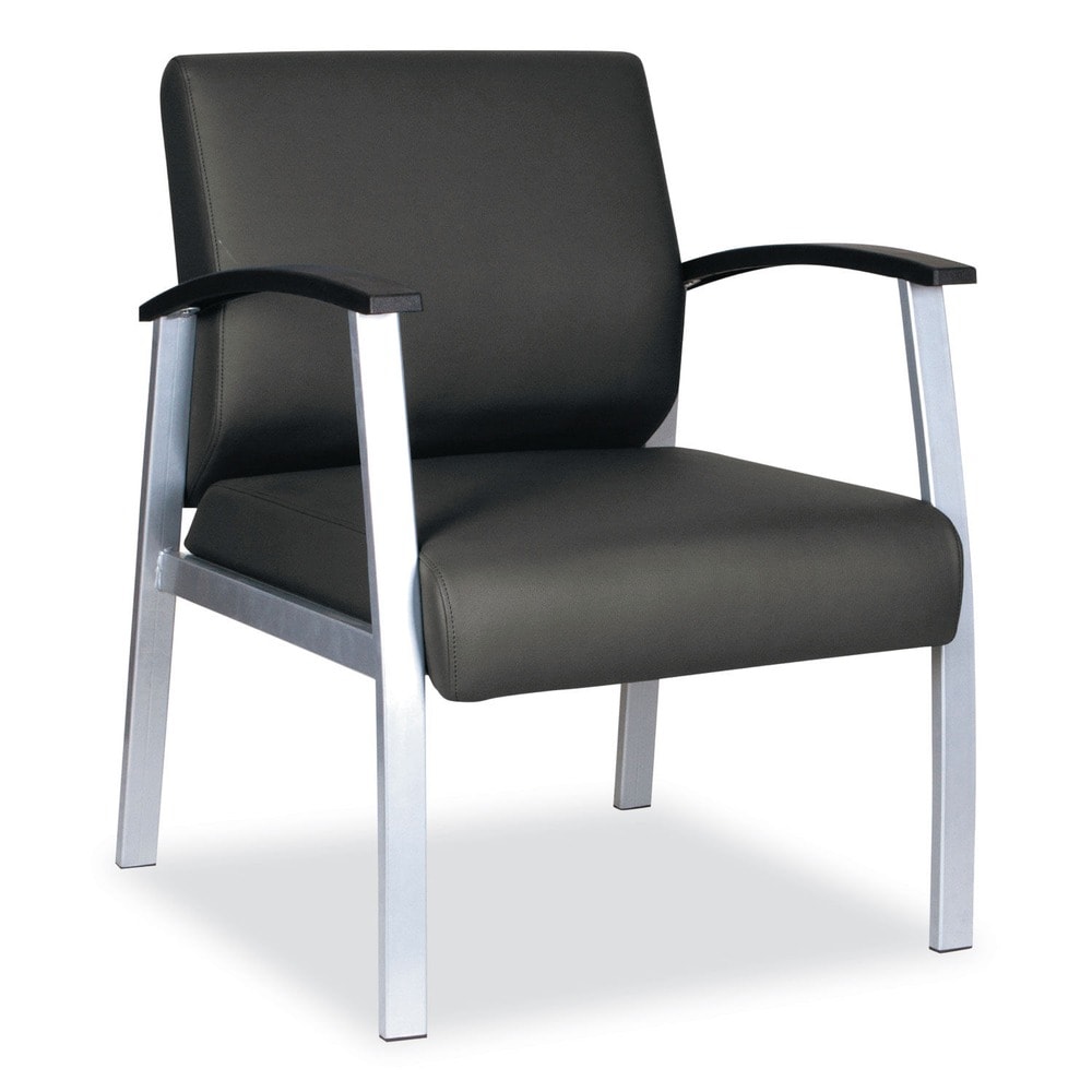 Alera MetaLounge Mid-Back Guest Chair - Stylish Black Seat with Silver Base