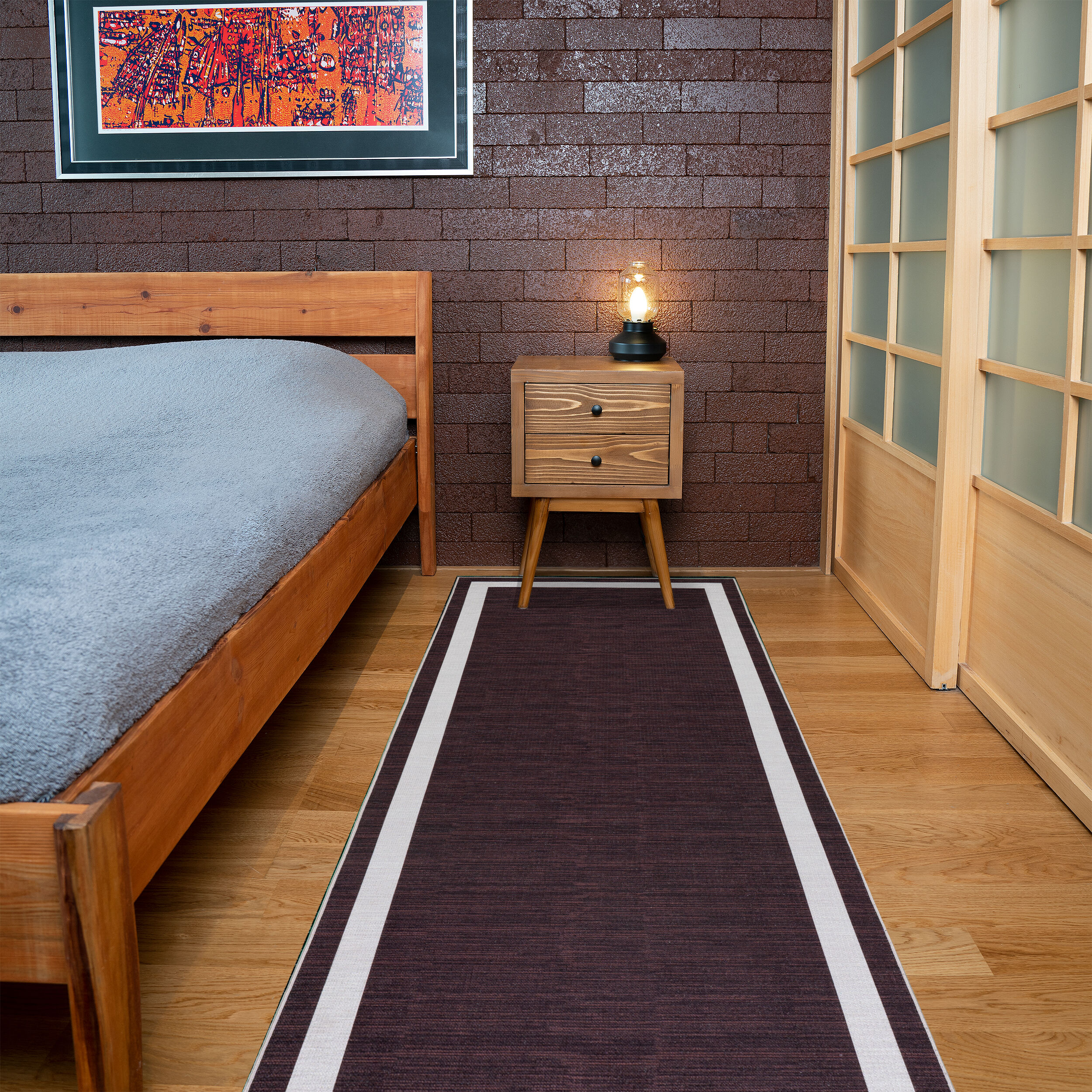 Playa Rug PLY-EVR-BRWN-2X8 2 x 8 (ft) Polyester Everest-Brown Beige Rectangular Indoor Border Area rug