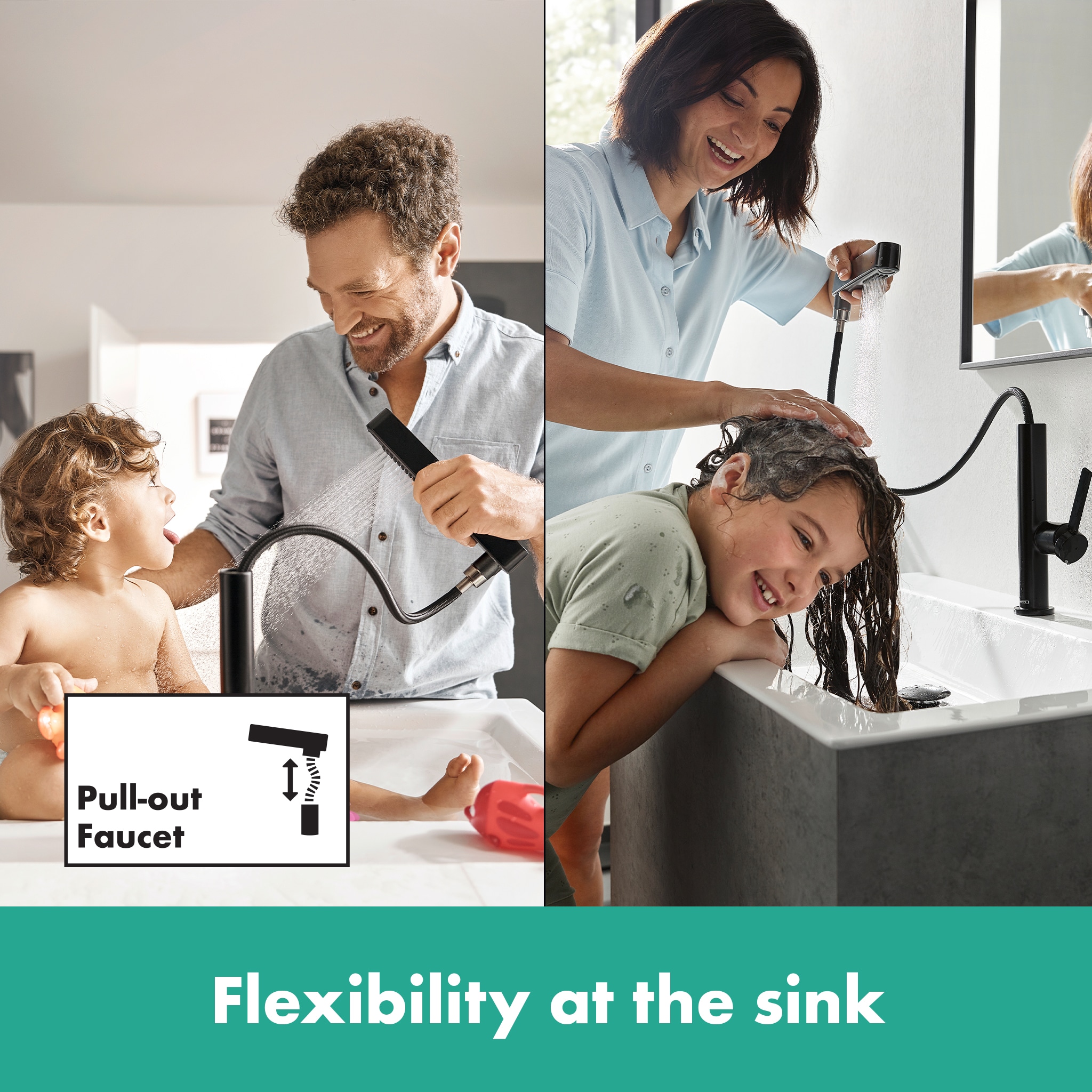 Chrome Modern Single-Hole Pull-Out Spray Bathroom Faucet