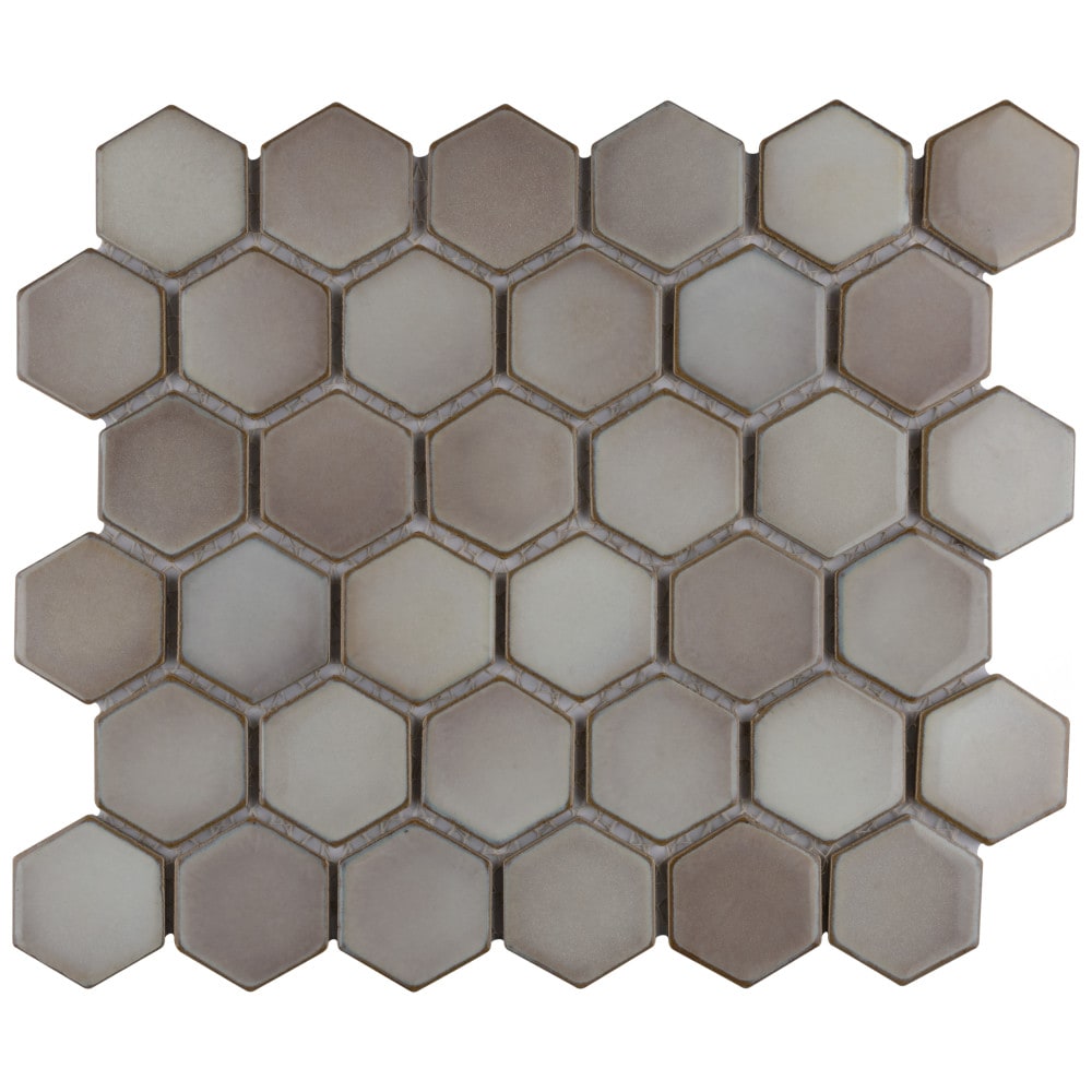 Affinity Tile S1FPLH2X27 Sample- Hudson Due 2 in. Hex Dove Grey 6-in x 6-in Glossy Porcelain Patterned Hexagon Floor and Wall Tile