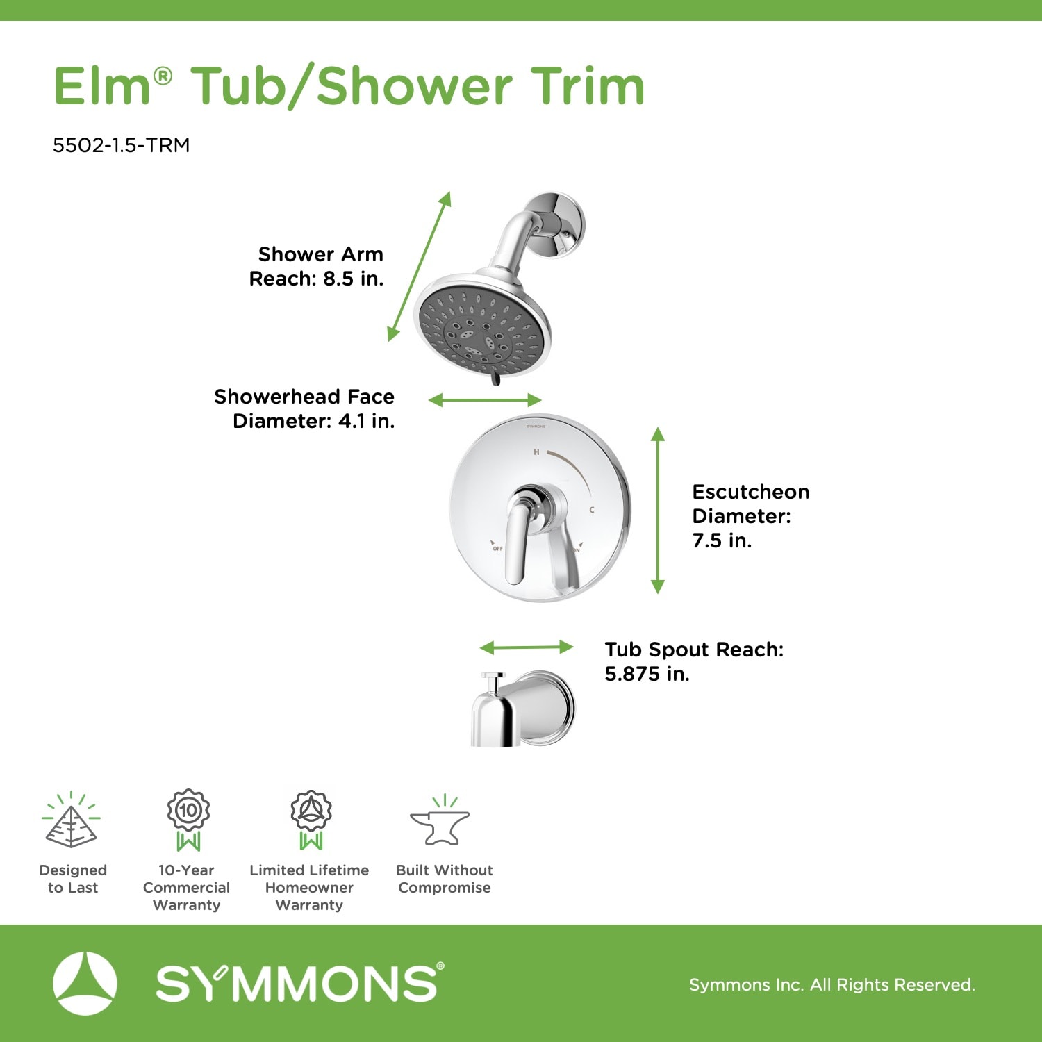 Symmons 5502-1.5-TRM Tub-Shower-Faucets - View #3