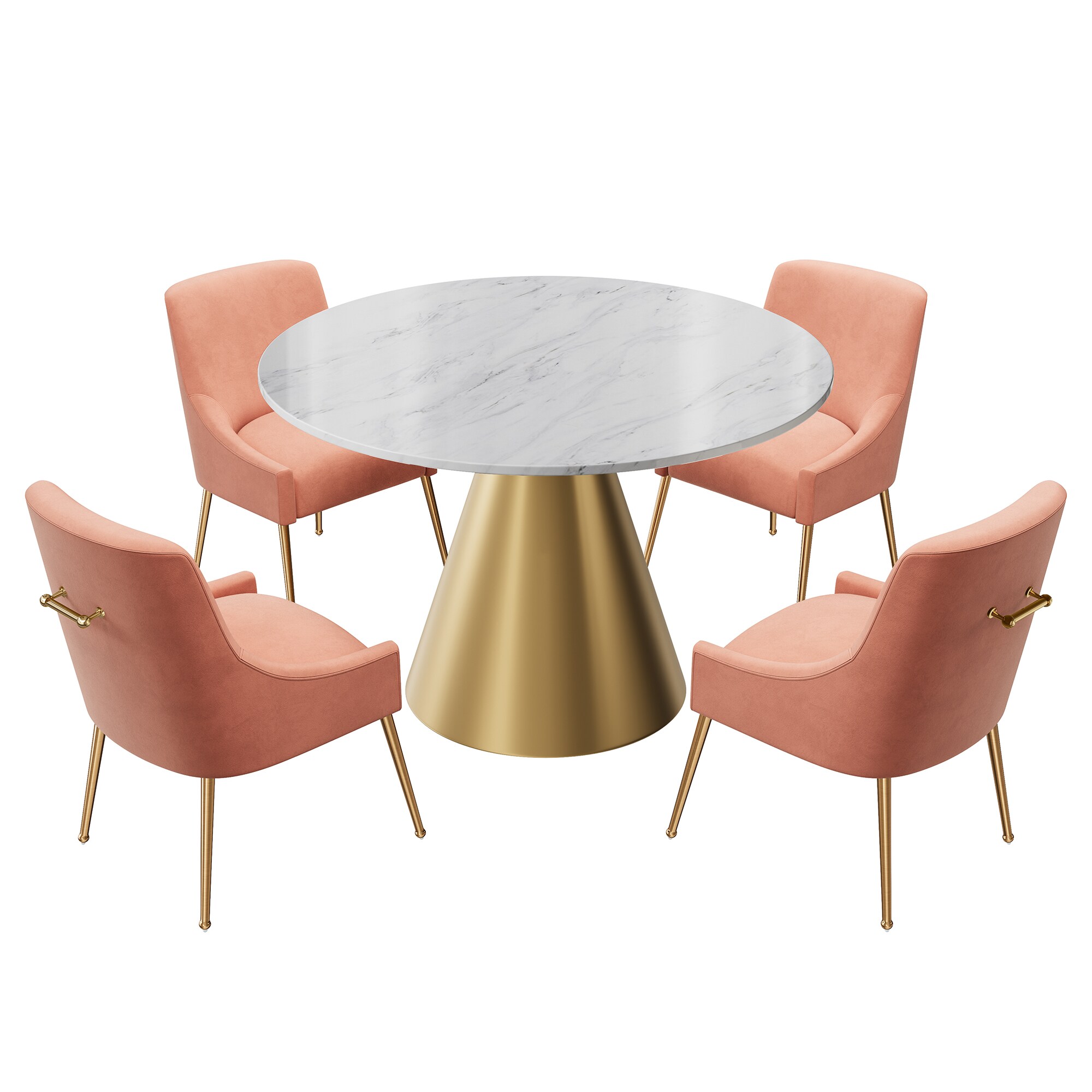 Clihome CL-RT3-BWHBG700PK Pink Chair/White Table Contemporary/Modern Dining Room Set with Round Table ( Seats 4 )