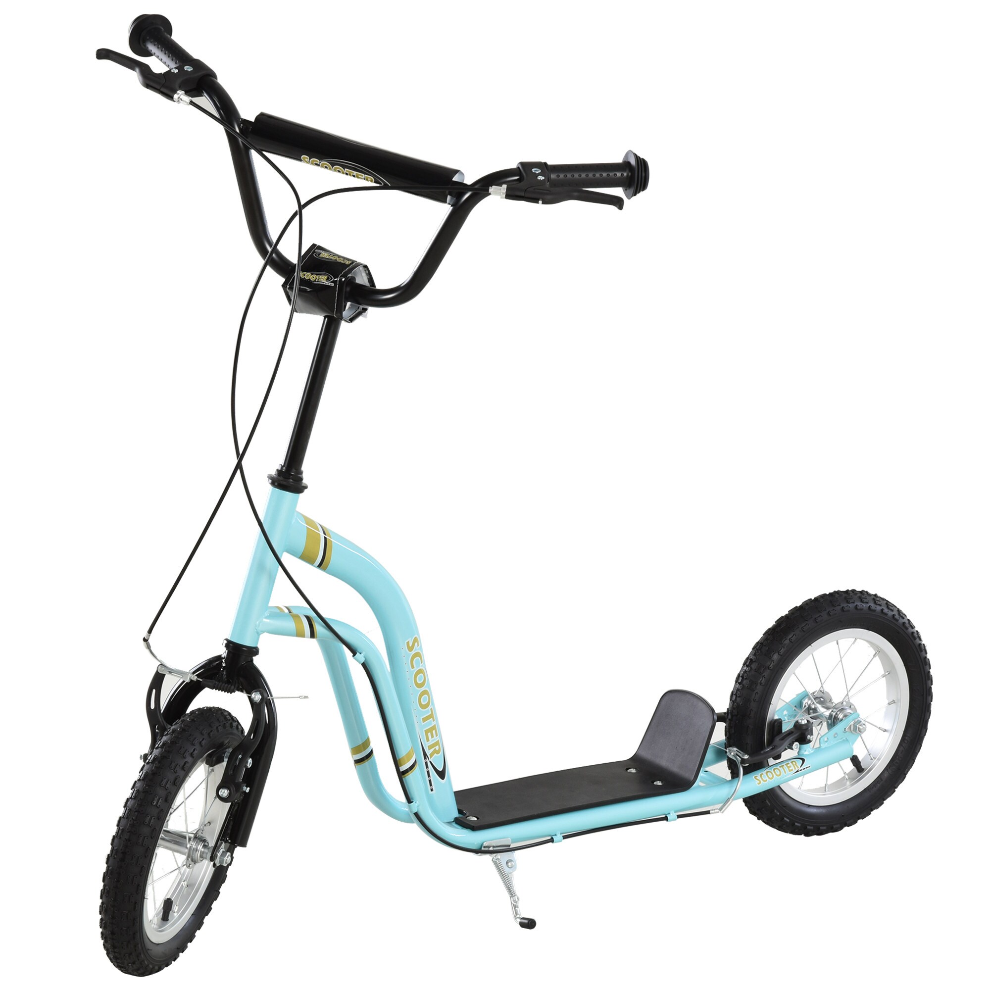 Flynama L-P155622 Youth Scooter with Front and Rear Caliper Dual Brakes- 12-in Inflatable Wheel- Blue