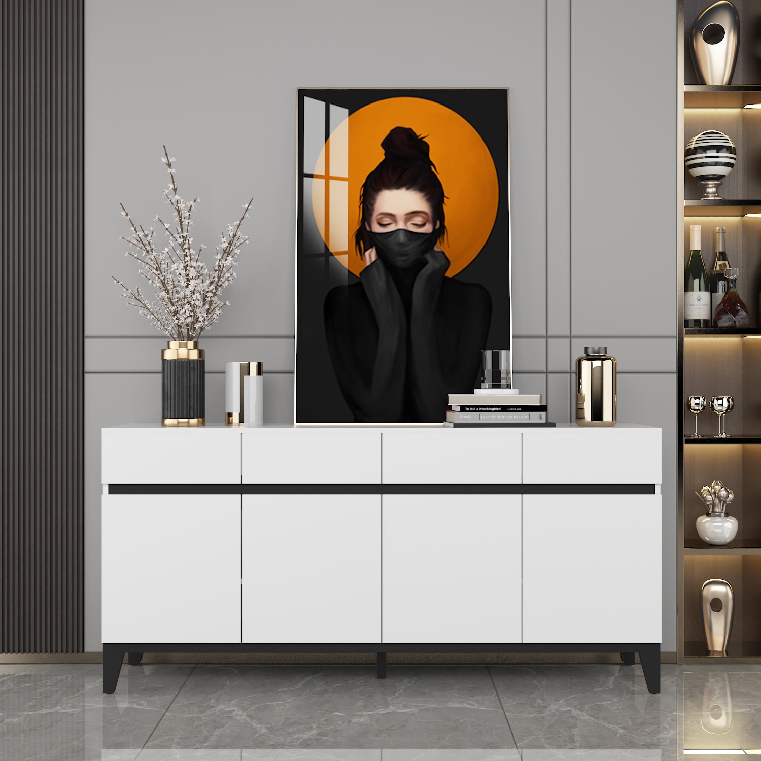FUFU&GAGA LJY-KF210179-01 Contemporary/Modern White Buffet
