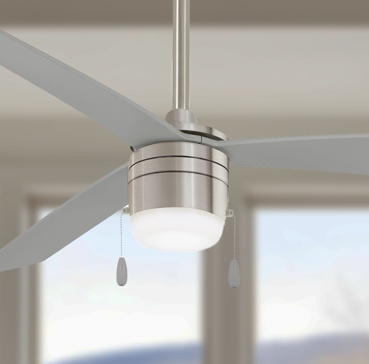 Minka Aire F676L-BRS/SL Vital 44-in Integrated LED Brushed Nickel with Silver Blades Ceiling Fan With Light ( 3 -Blade )