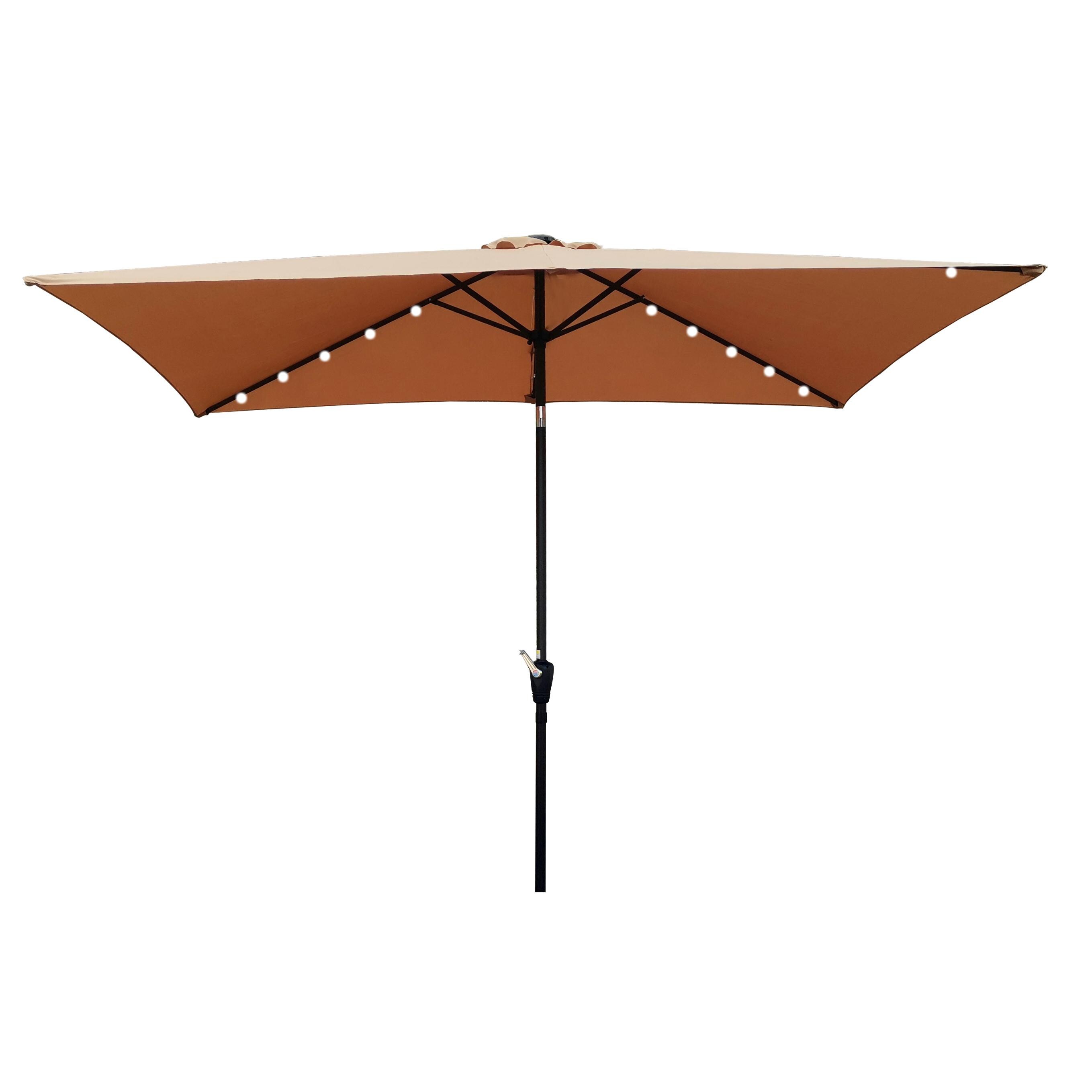 Bayfeve BF-7953-UM 10-ft Steel Brown Market Patio Umbrella with Lights
