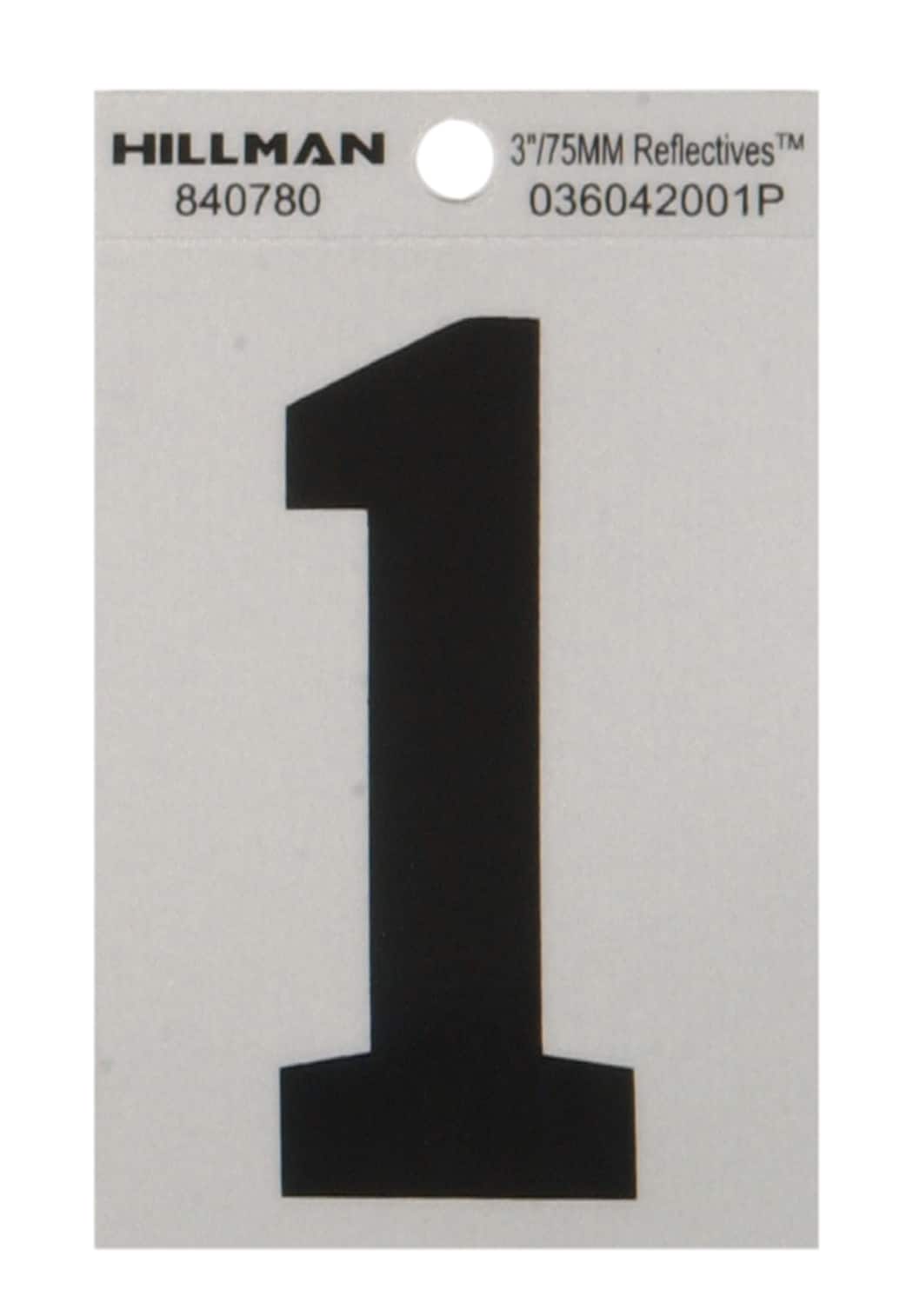 Hillman 1-inch Black & Silver Packaged Letter & Number Mylar Stickers - 1pk