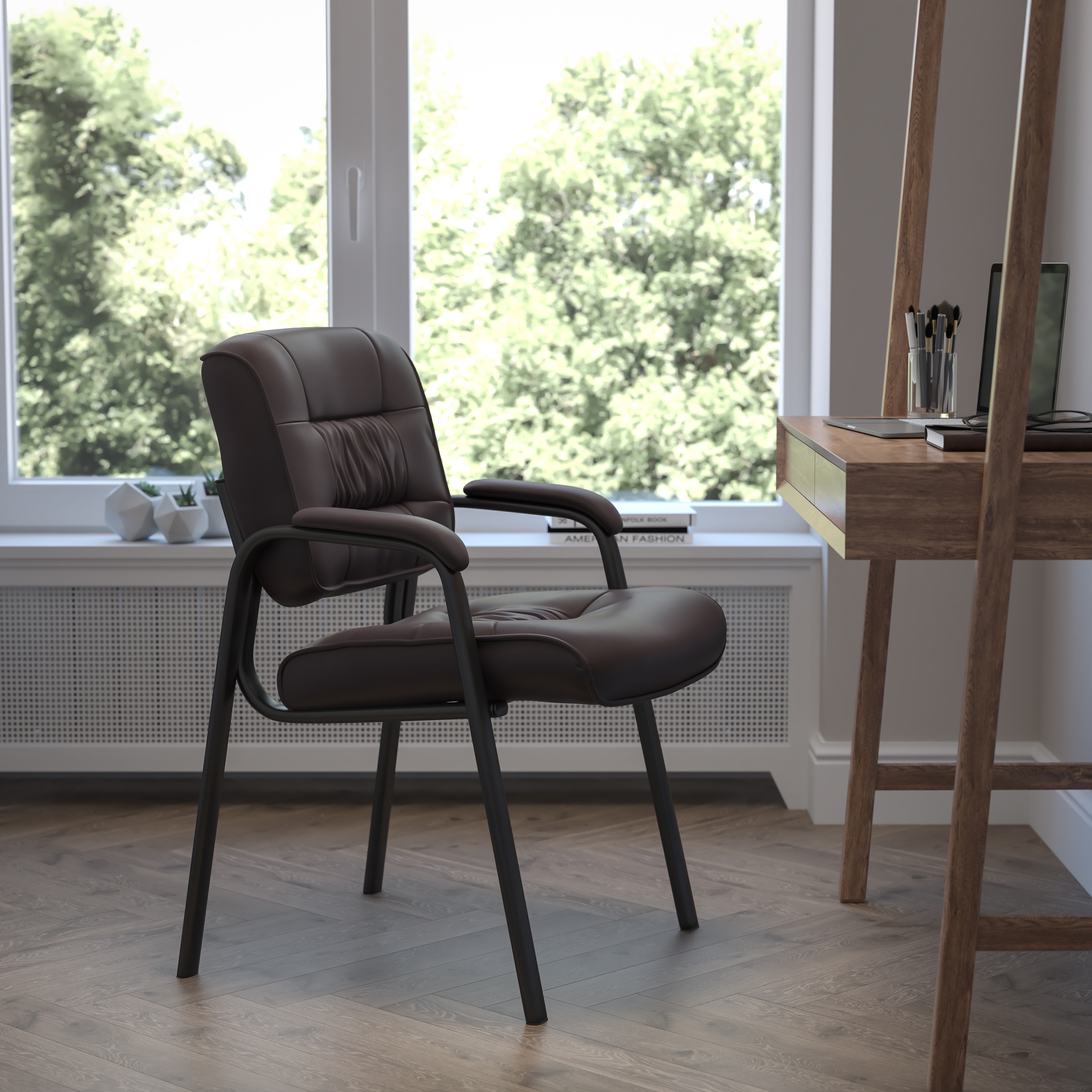 Ergonomic Brown LeatherSoft Executive Chair with Metal Frame