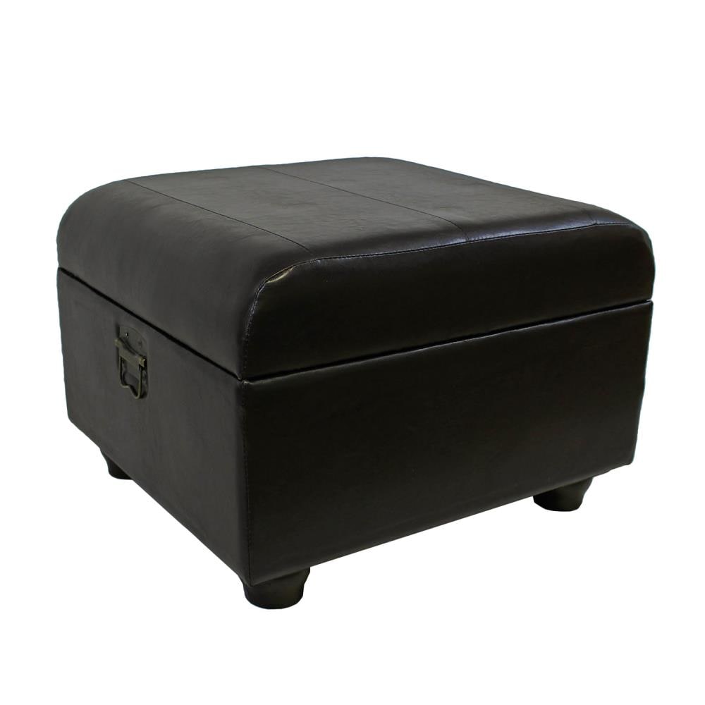 Porch & den Meadow Modern Small Black Faux Leather Ottoman / Footrest Stool