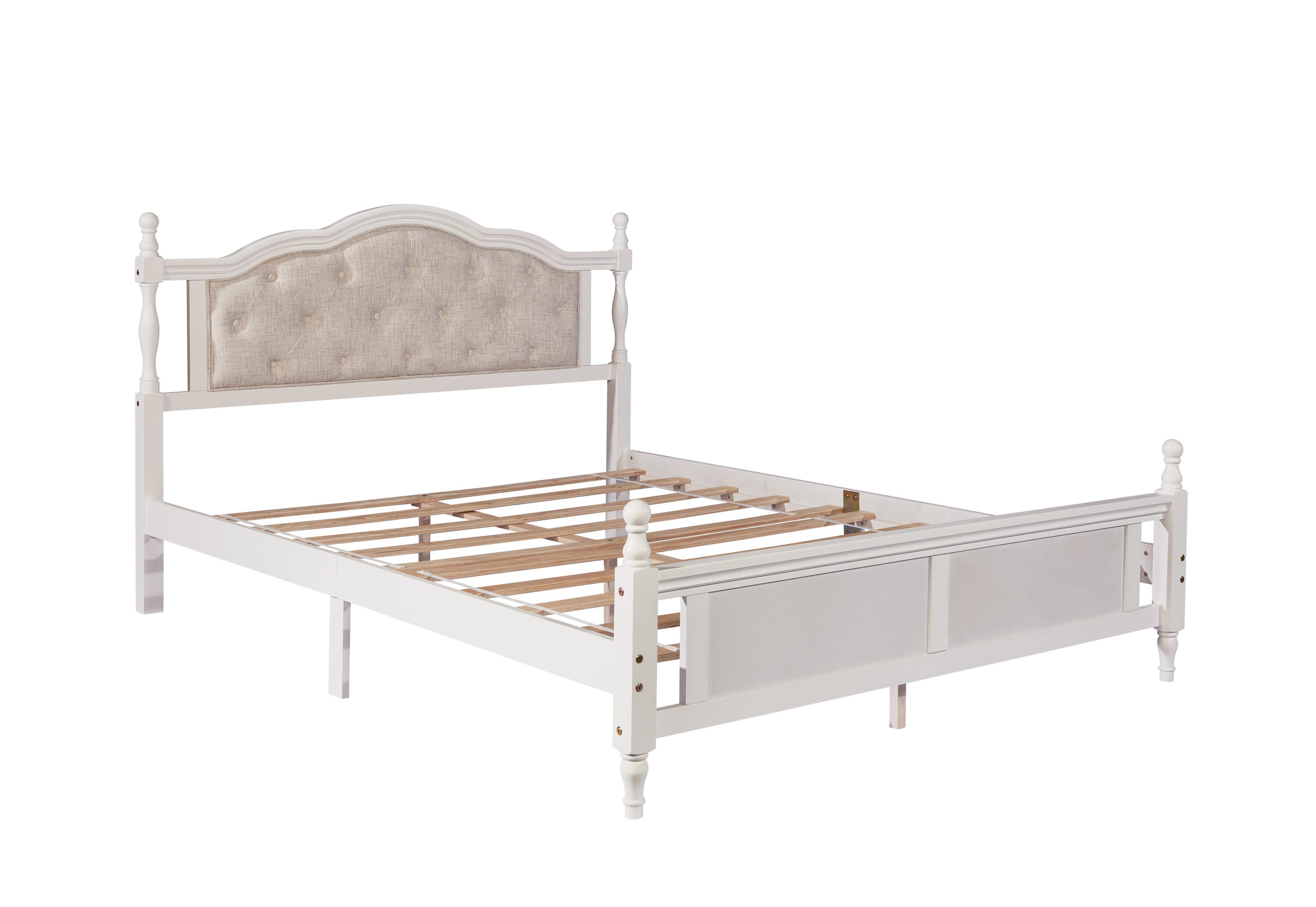 Damerin BD-A40 White Queen Wood Bed frame Bed