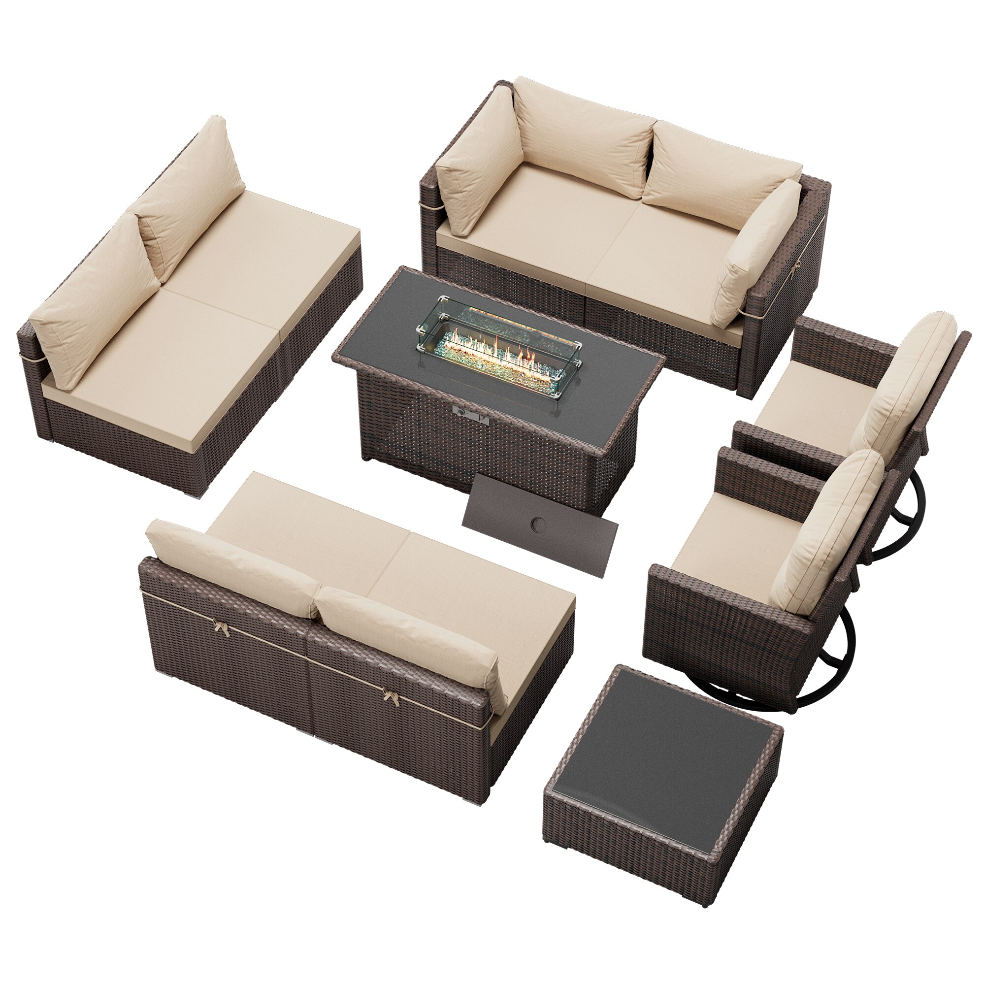 UPHA TBBR-ABC43Y11-BEIGE Patio-Conversation-Sets - View #2