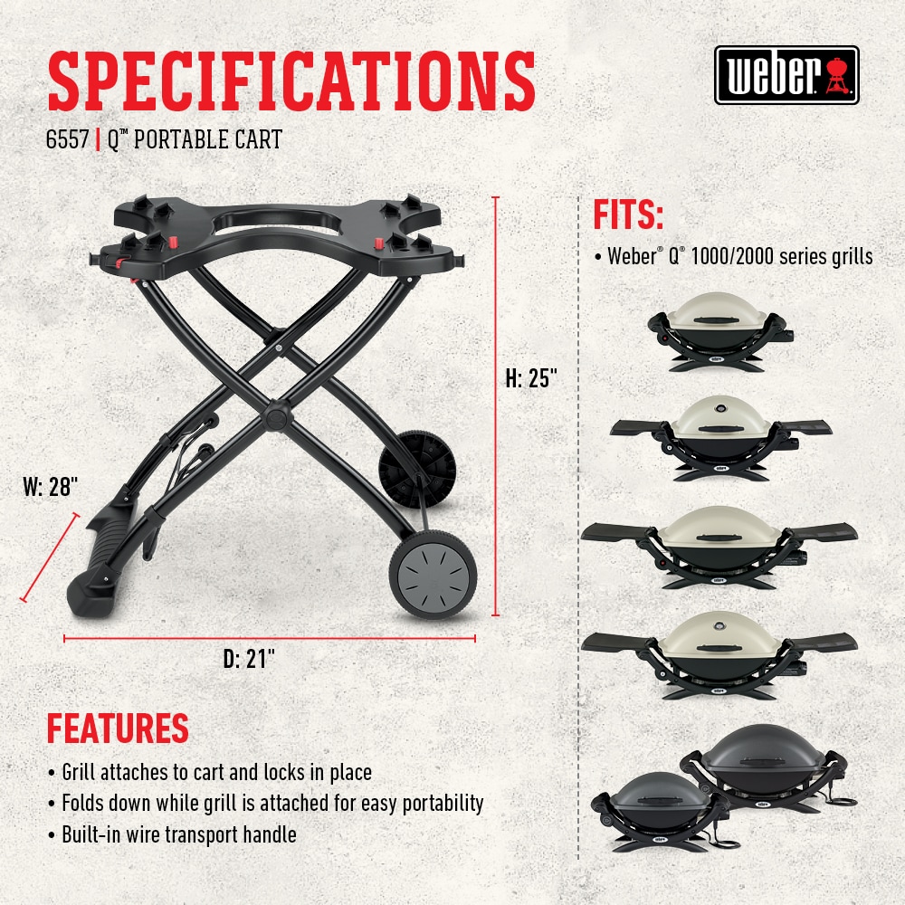 Weber Black Thermoset Plastic Folding Grill Cart in the Grill Carts & Stands department at