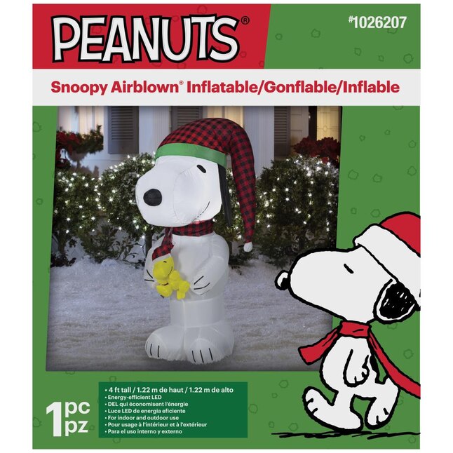 Peanuts 4-ft Lighted Snoopy Christmas Inflatable at Lowes.com