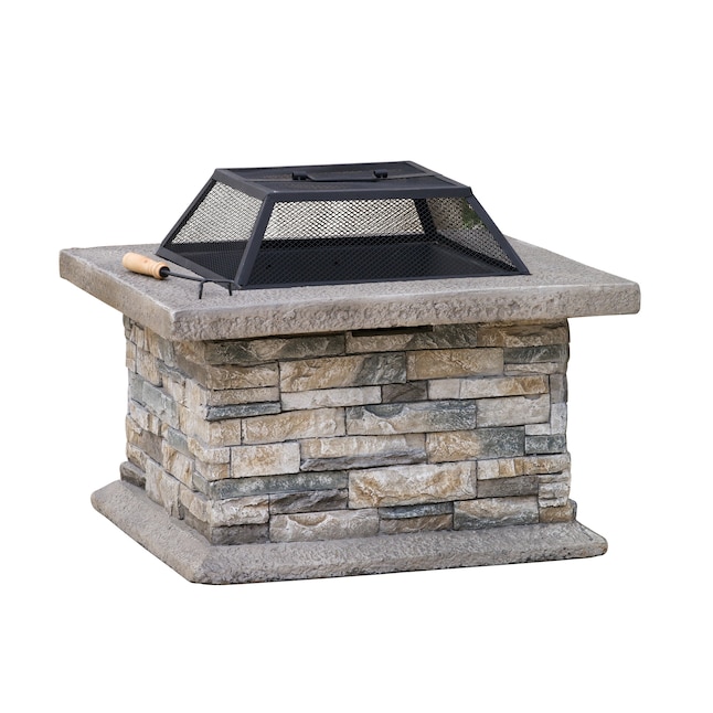 Stone Cement Wood Burning Fire Pit, Best Type Of Wood For Fire Pits