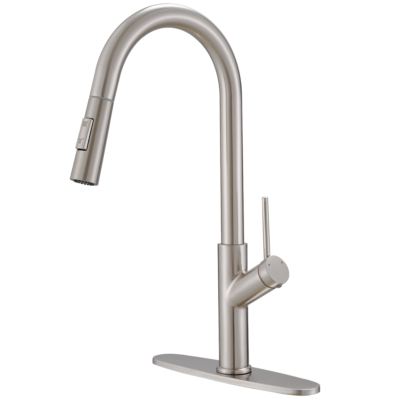 BWE A-94027-N Brushed Nickel Single Handle Deck-mount Kitchen Faucet ( Deck Plate Included )
