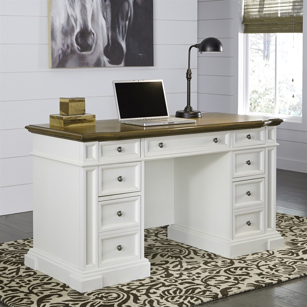 Home Styles Americana Transitional Distressed oak Executive Desk in the ...