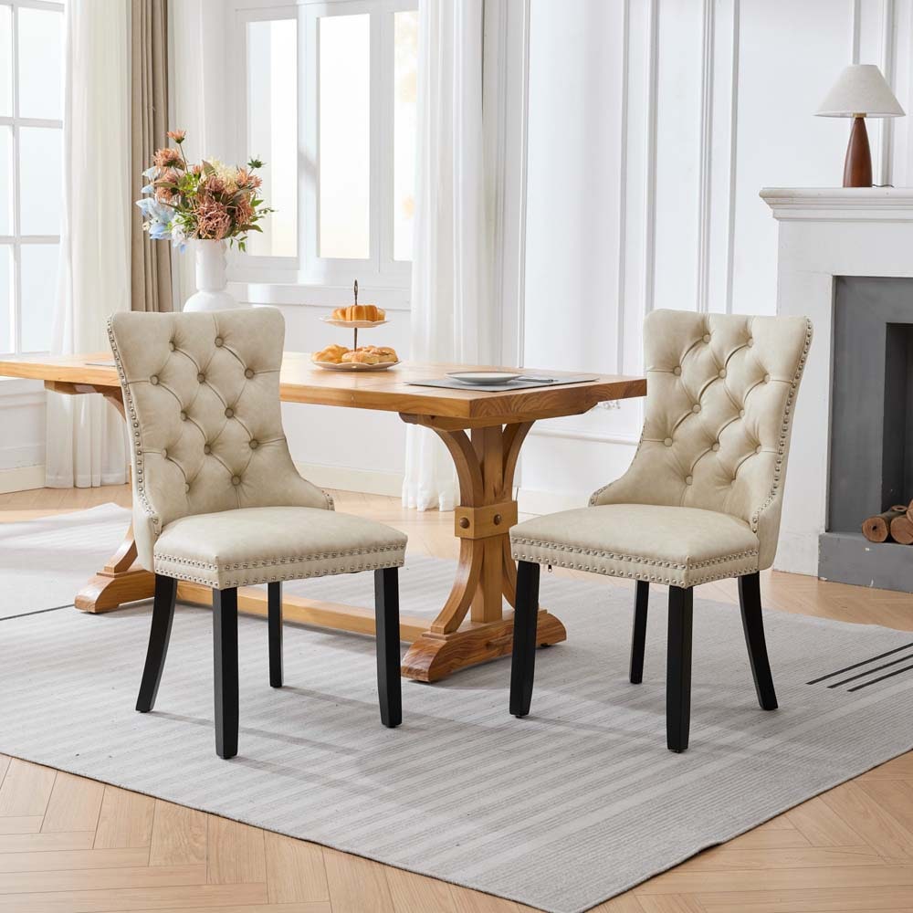SereneVita Dining Room Chairs Set of 2 High Back Button Tufted Vintage ...