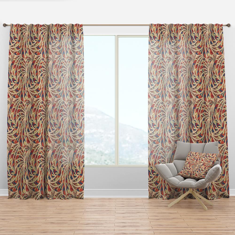 Designart CTN18645-52-84 84-Inches Blue Geometric Room darkening Thermal lined Rod pocket Single curtain panel