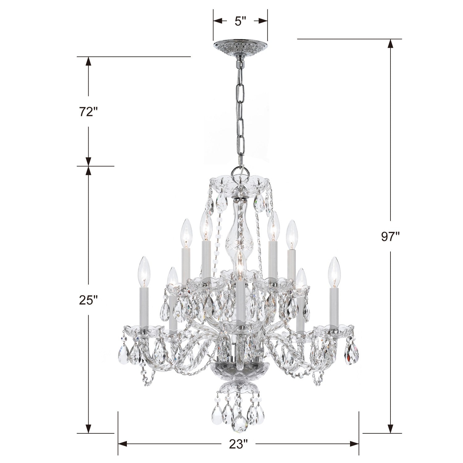 Polished Chrome Crystal 10-Light Candle Chandelier