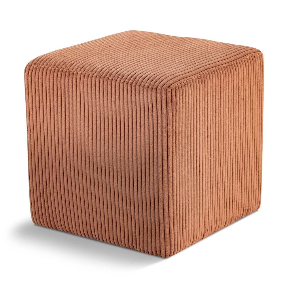 Meridian 446COGNAC Roy Cognac Microsuede Fabric Ottoman Stool