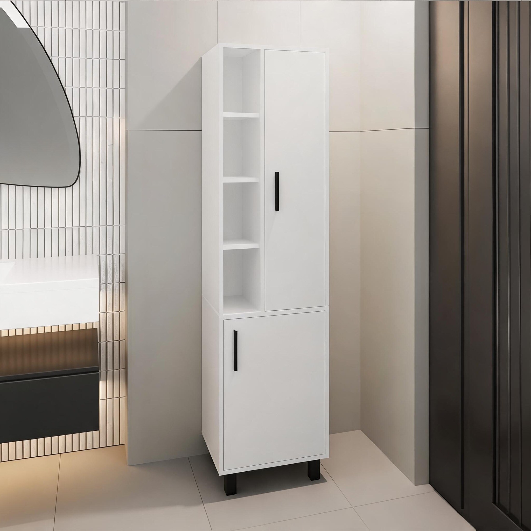 chillscreamni Cabinet combining Soft White and Tall Engineered Wood ...