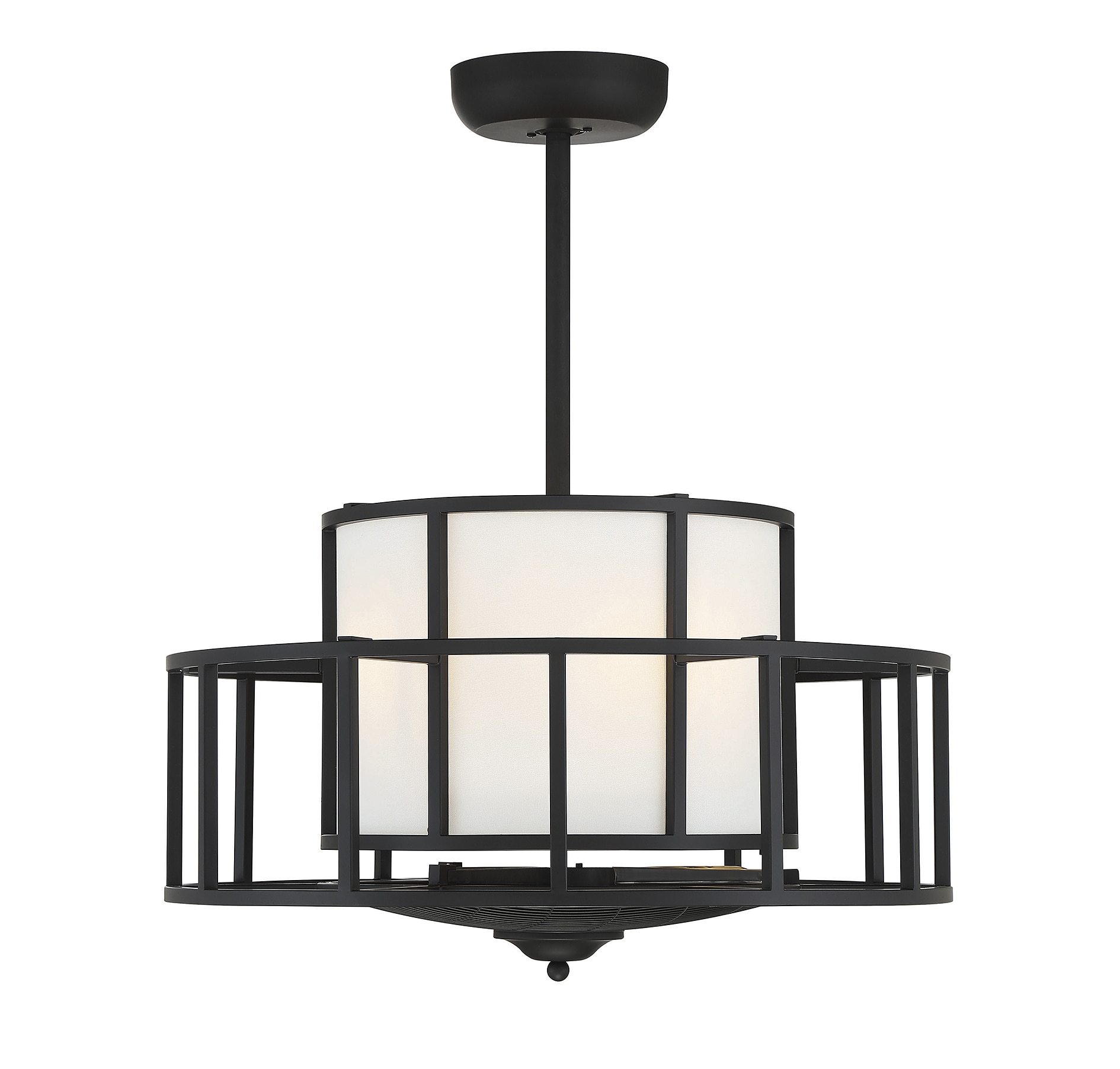 Oslo Matte Black 4-Light Chandelier Fan with Remote