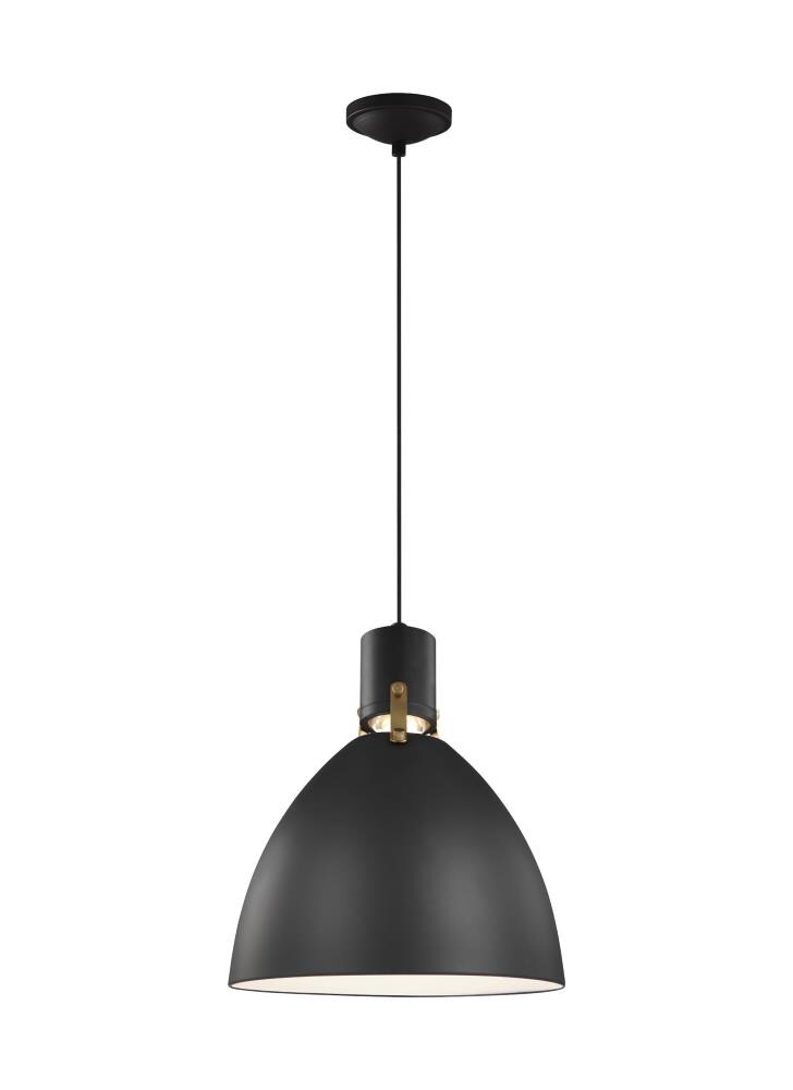Generation Lighting P1442MB-L1 Brynne 1 -Light Matte Black Modern/contemporary Bowl Integrated LED Medium Hanging Pendant light