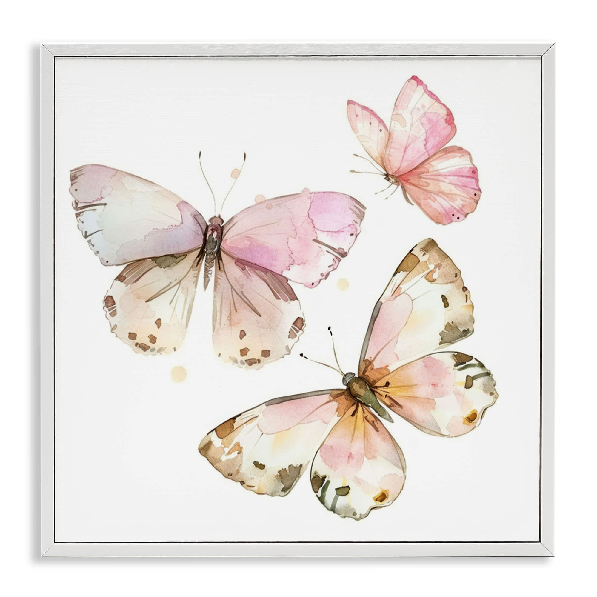 Stupell Industries BT-916-WFR-12X12 Soft Watercolor Butterfly Trio White Framed Giclee Art By LSR Creative Studio 12 x 12