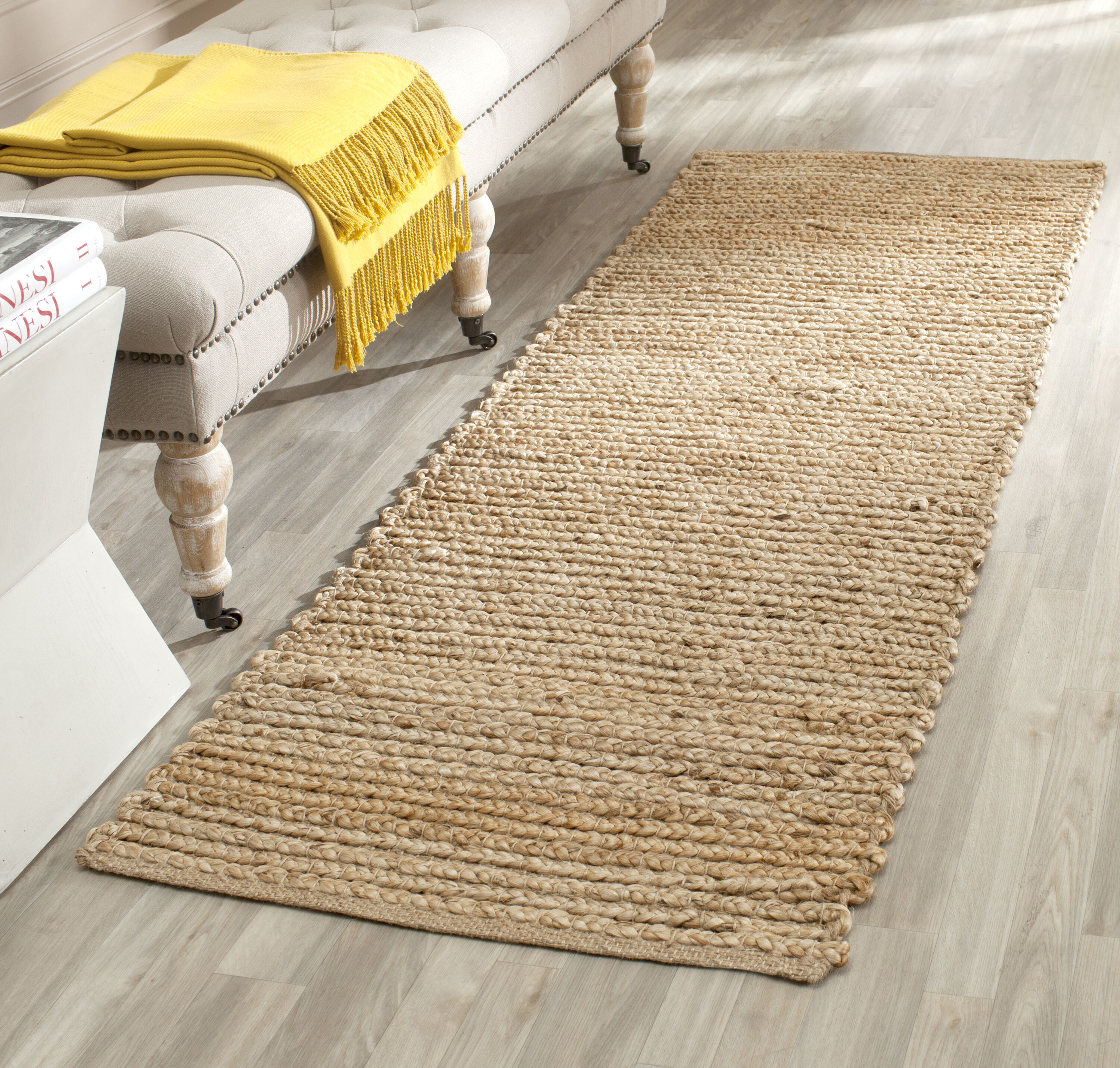 Safavieh CAP355A-26 Cape Cod Dracut 2 x 6 (ft) Jute Natural Rectangular Indoor Stripe Coastal Runner rug