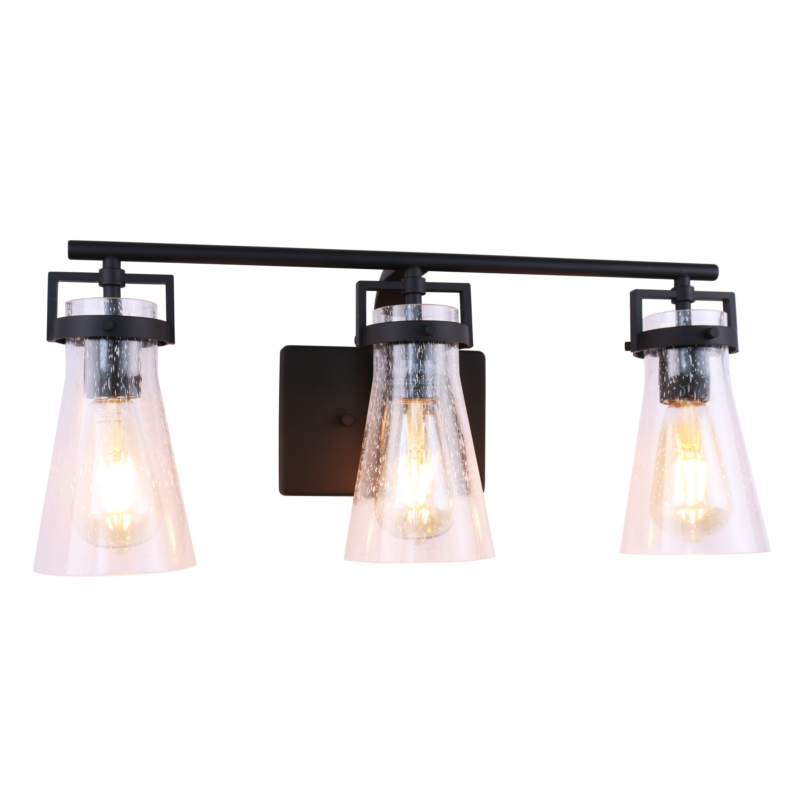 LTMATE LSWL108-MBK JAZAVA 22-in 3 -Light Polished Black Mid-century Vanity light