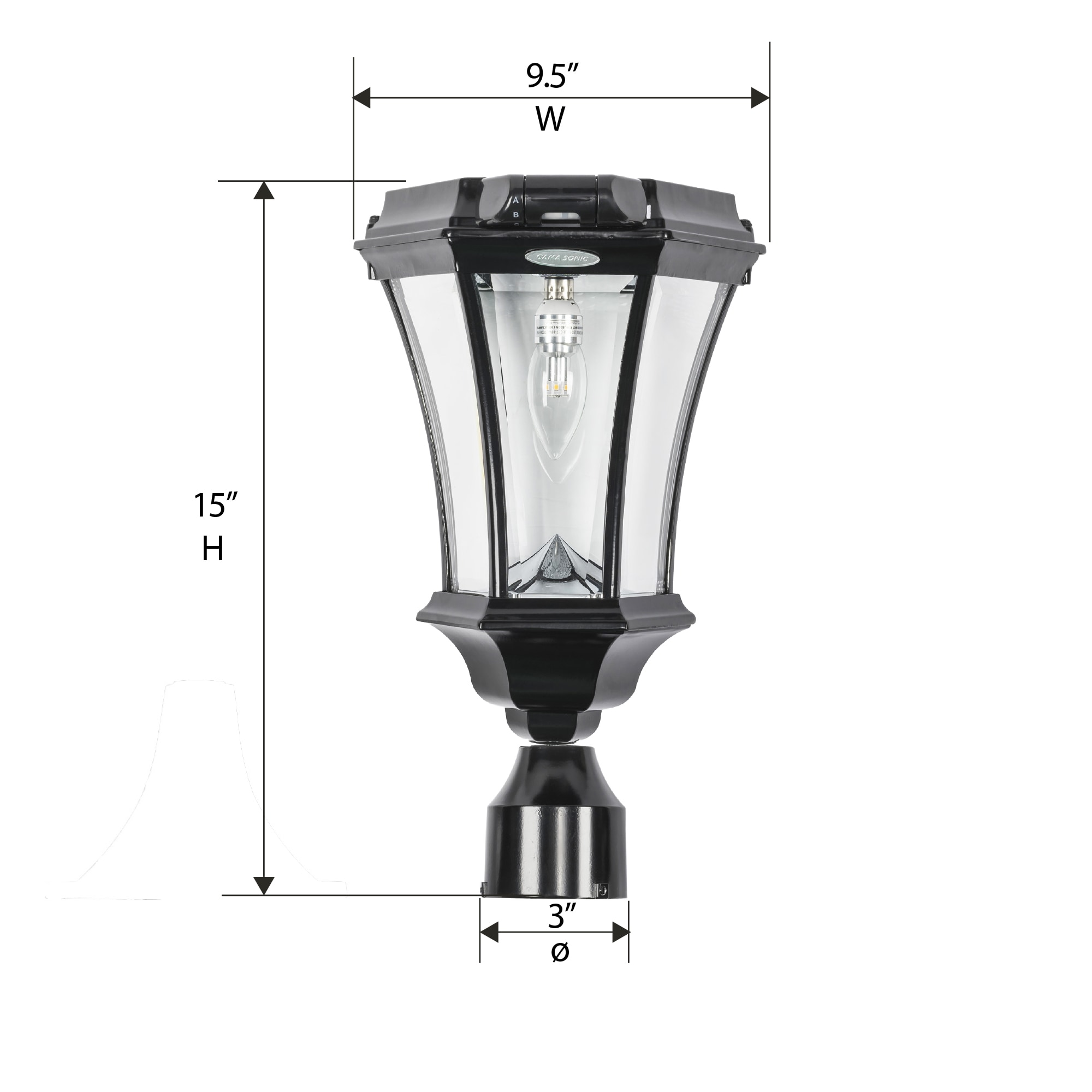Victorian Black Aluminum Solar LED Lamp Post with Motion Sensor