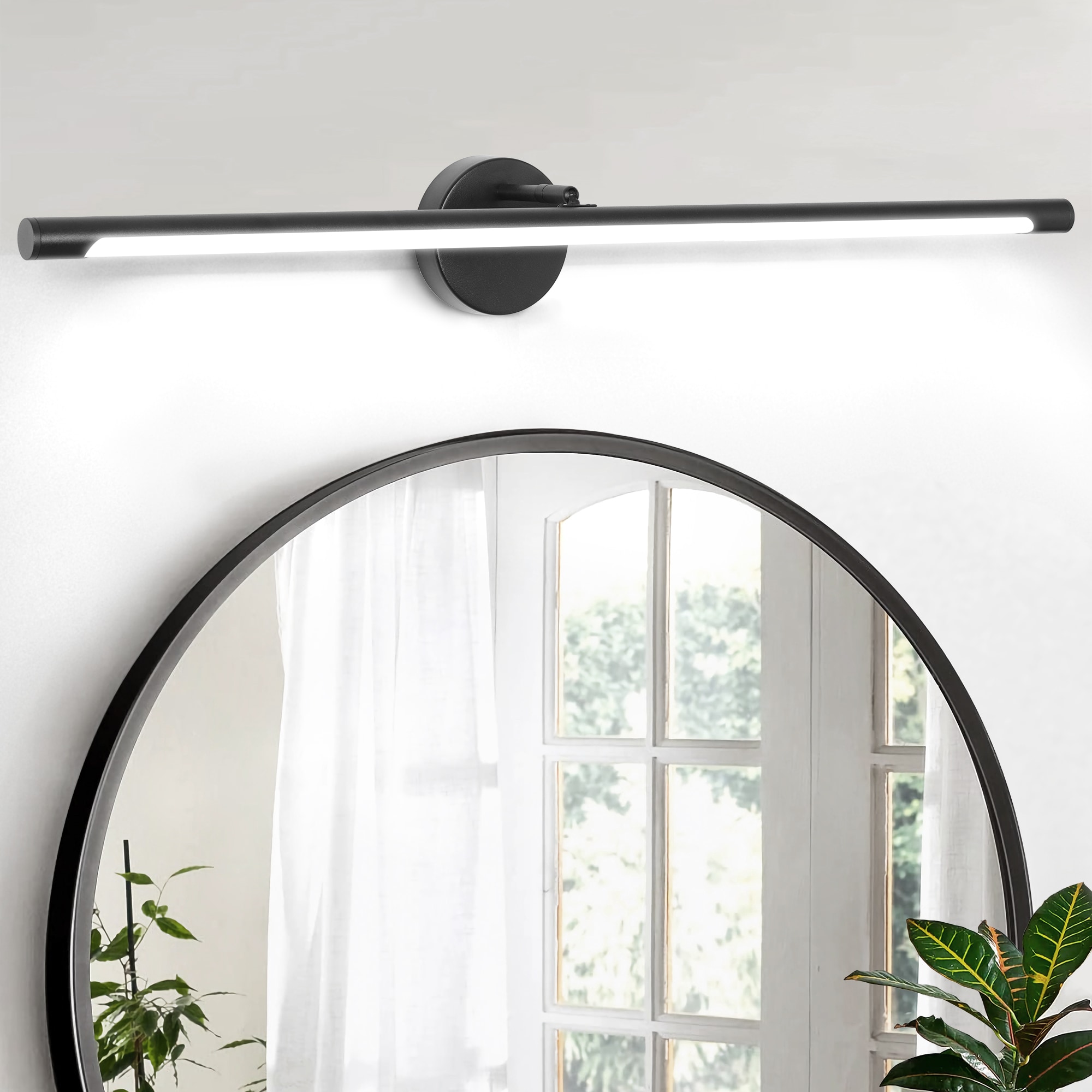 LamQee 06FTL0323BBK Vanity Lights for Mirror 31.5-in 1 -Light Matte Black Integrated LED Modern/contemporary Vanity light bar