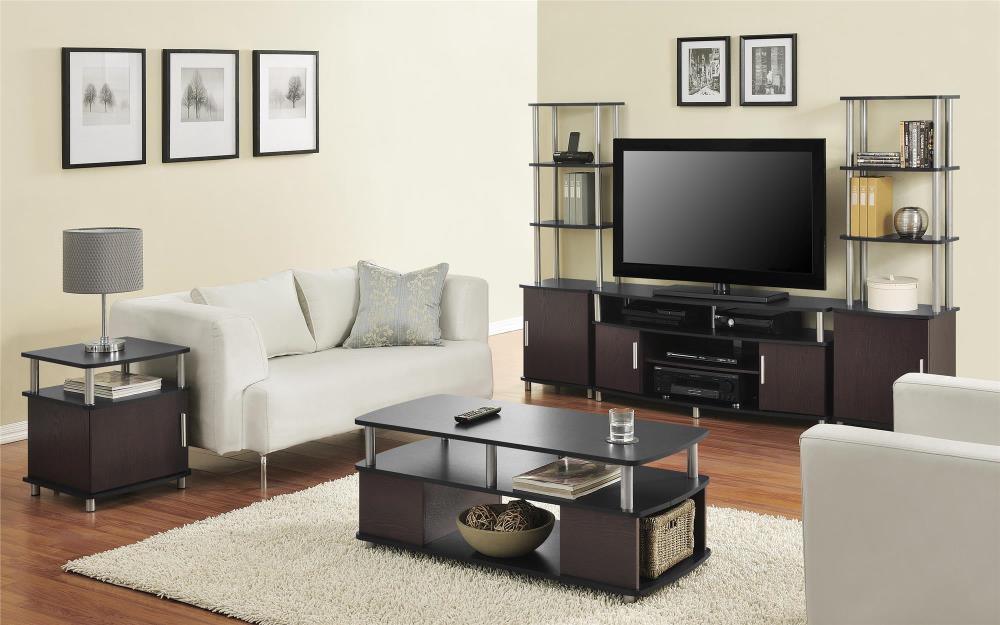 Carson Cherry and Black Composite Wood TV Stand for 70" TVs