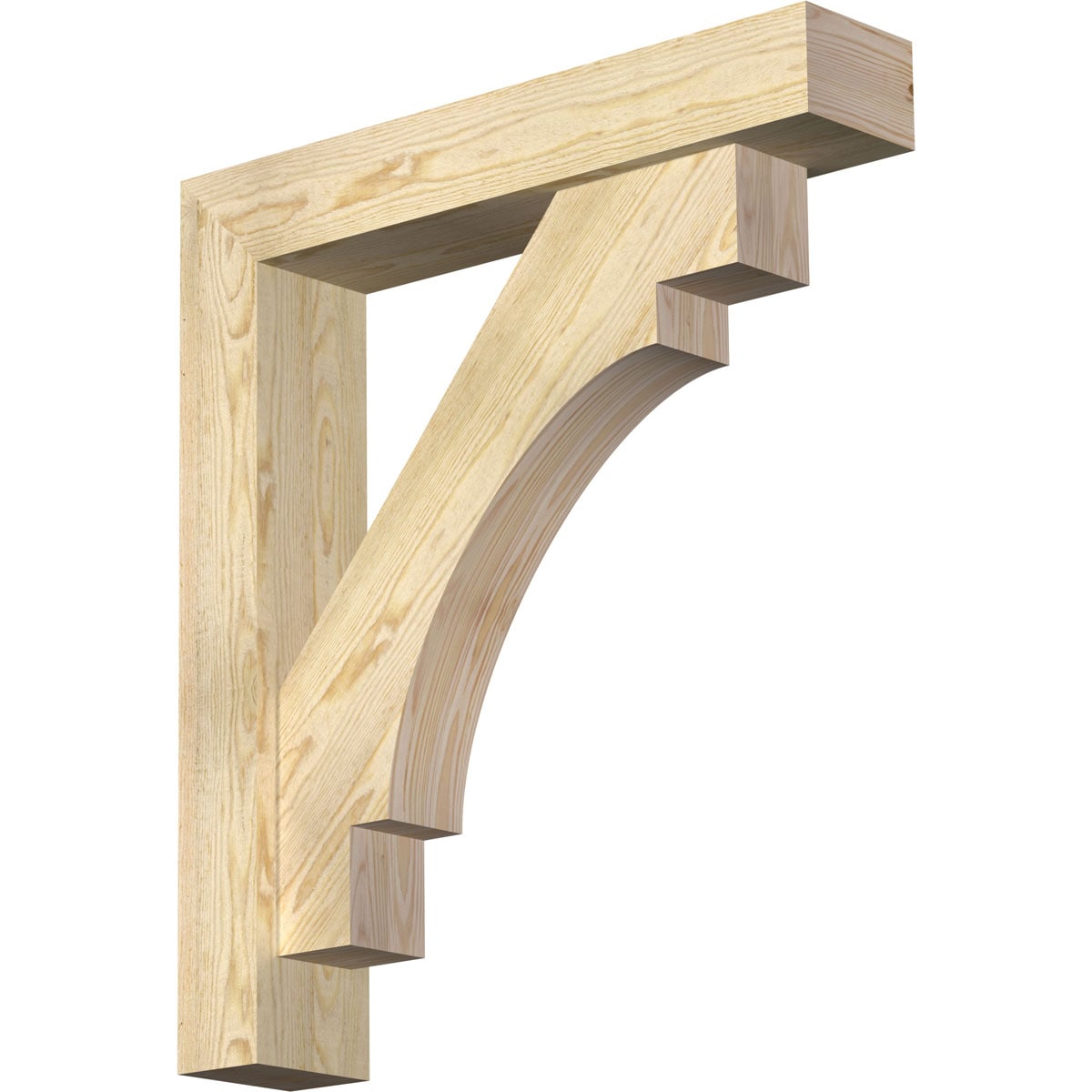Ekena Millwork 1463256 Merced block rough sawnbracket with offset brace 6-in x 30-in x 34-in Douglas fir Brown Wood Standard bracket