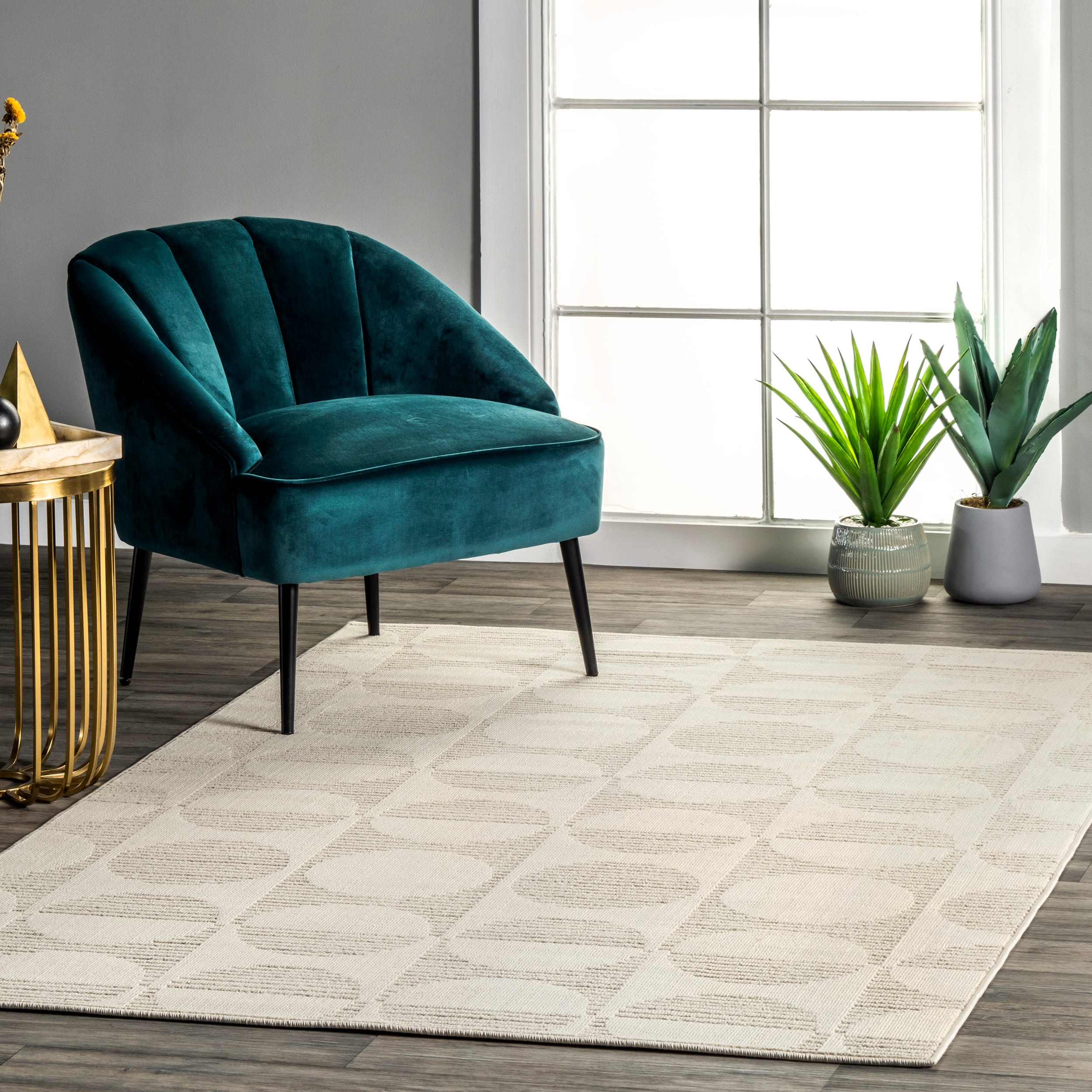 nuLOOM AWCM02A-406 Solar Eclipse 4 x 6 (ft) Loomed Polypropylene Beige Rectangular Indoor Geometric Vacuum regularly Area rug