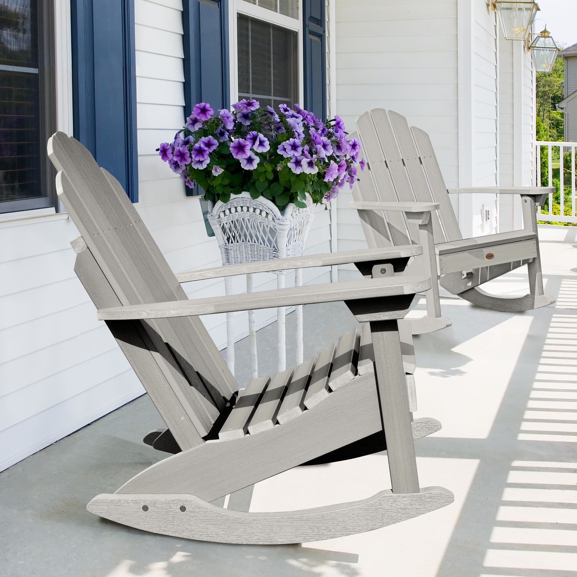 highwood AD-ROCCW30-HGR The Westport Harbor Gray Poly-lumber Frame Stationary Rocking Chair with Slat Seat