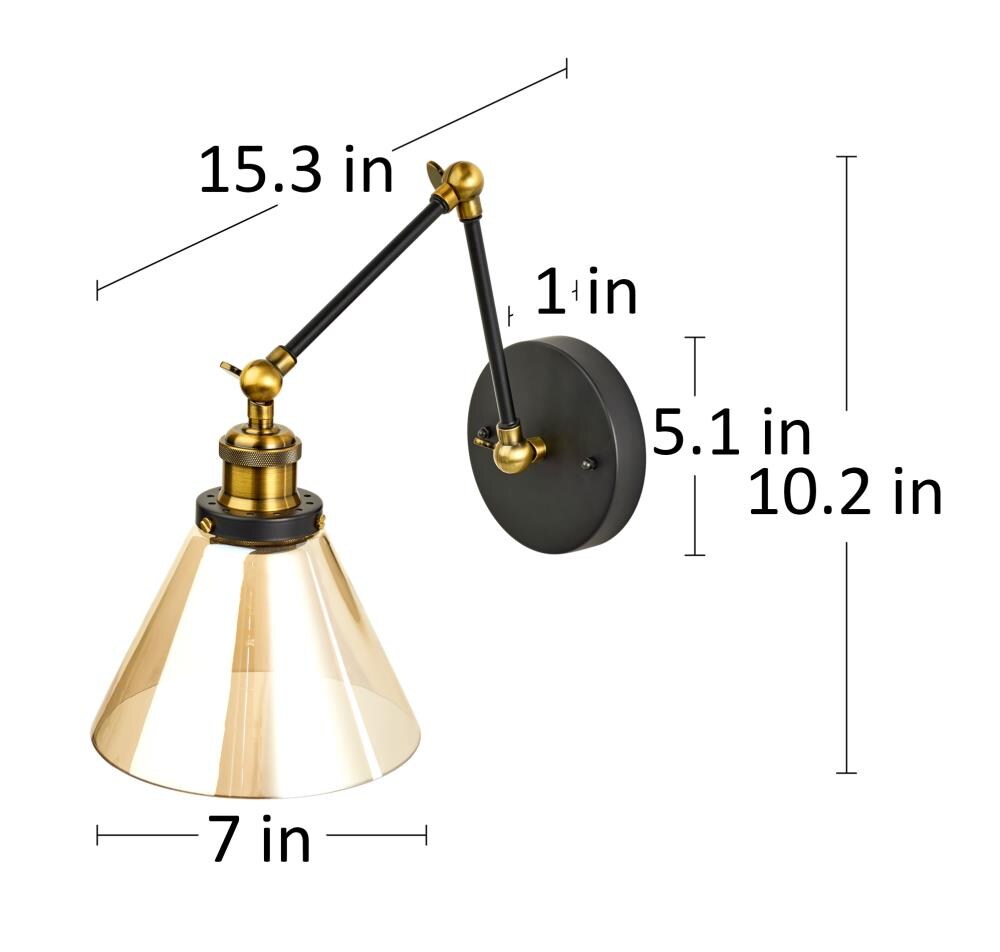 Home Luminaire Almanor 7-in W 1-Light Black and Antique Brass/Bronze ...