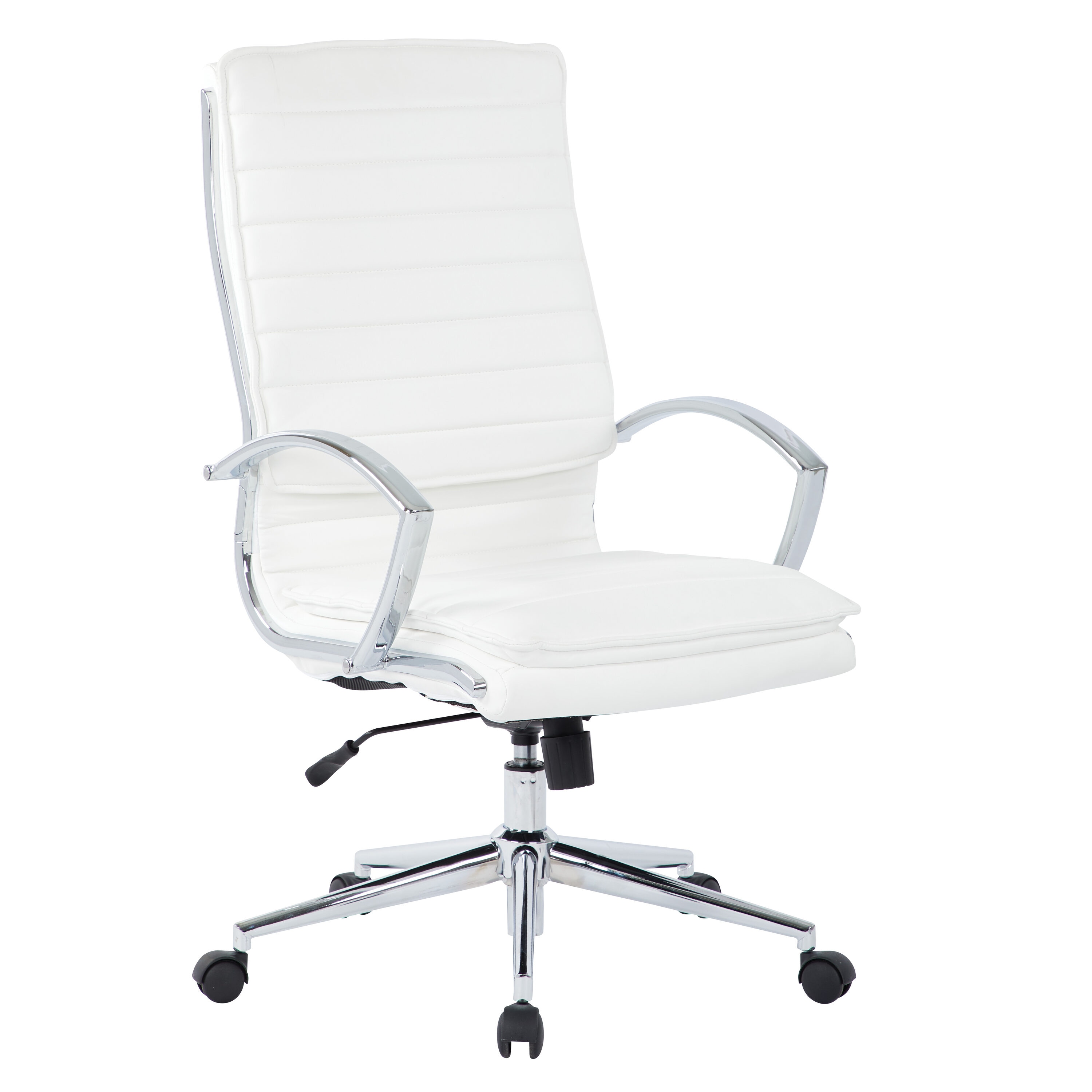 White Contemporary Ergonomic Adjustable Height Swivel Faux Leather Manager Chair | - Office Star Products SPX23590C-U11