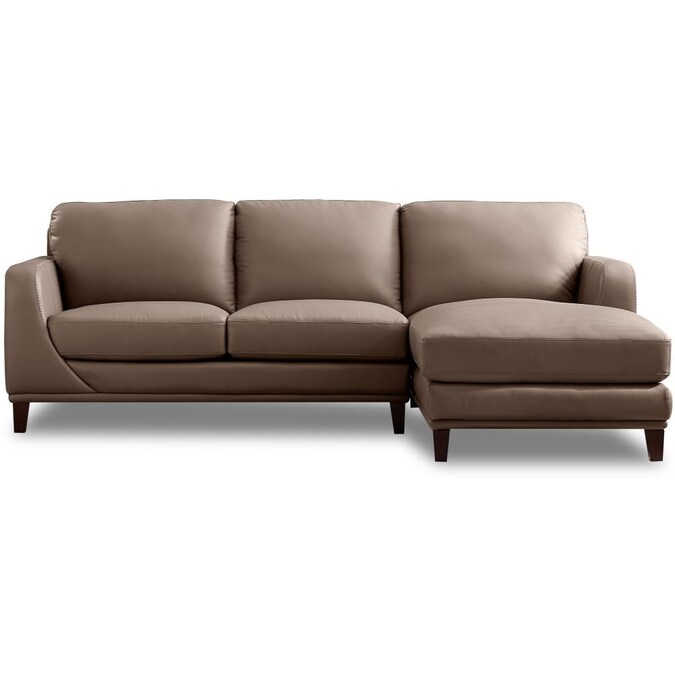 Hydeline Soma Midcentury Taupe Genuine, Taupe Leather Sectional