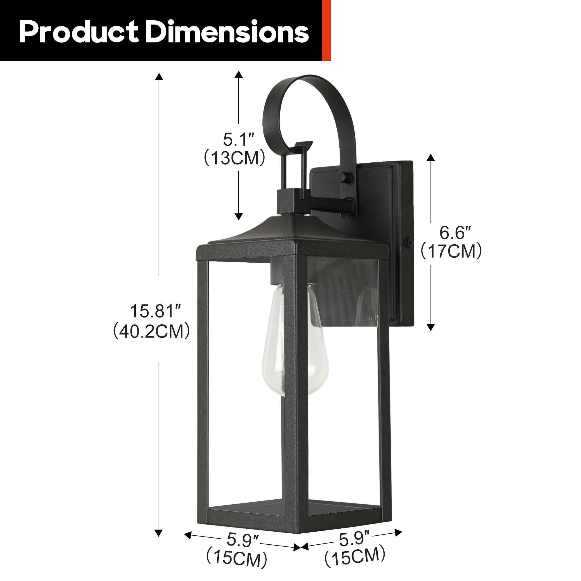 Hukoro 2FL13252-BK Outdoor-Wall-Lighting - View #2