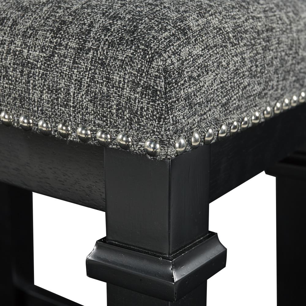 Kennedy Black Wood and Tweed Backless Counter Stool
